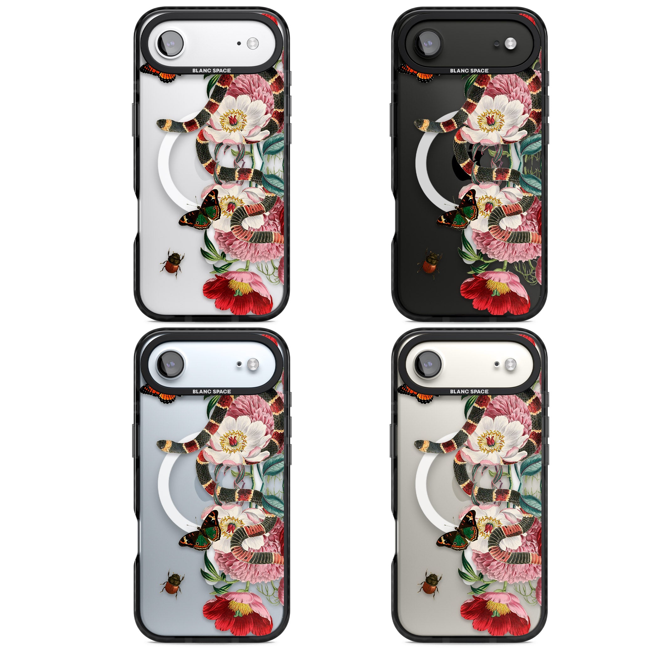 Floral Snake iPhone 17 Air Impact Pro Black Phone Case APT Impact Protection