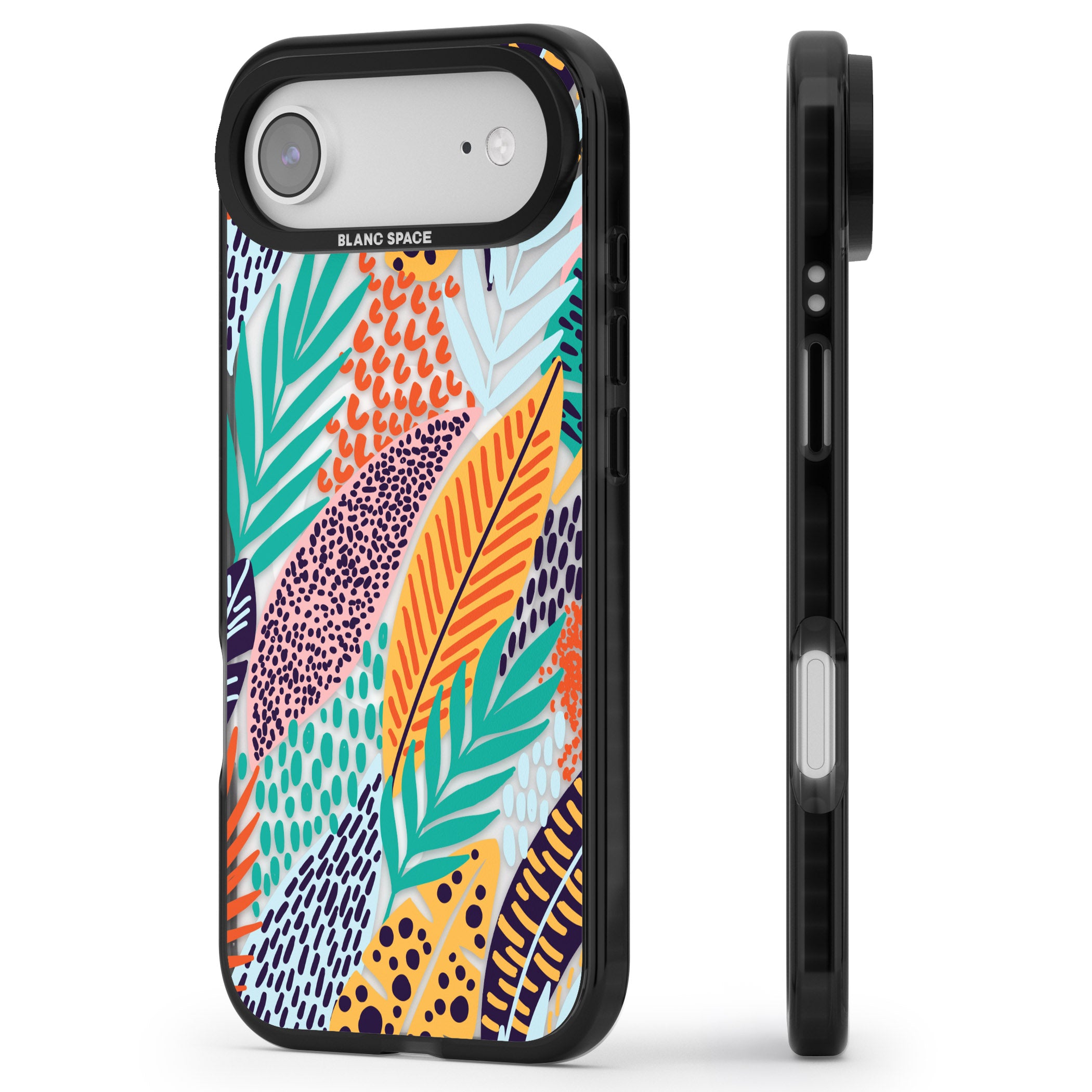 Colourful Leaves Mixture iPhone 17 Air Impact Pro Black Phone Case Side Profile