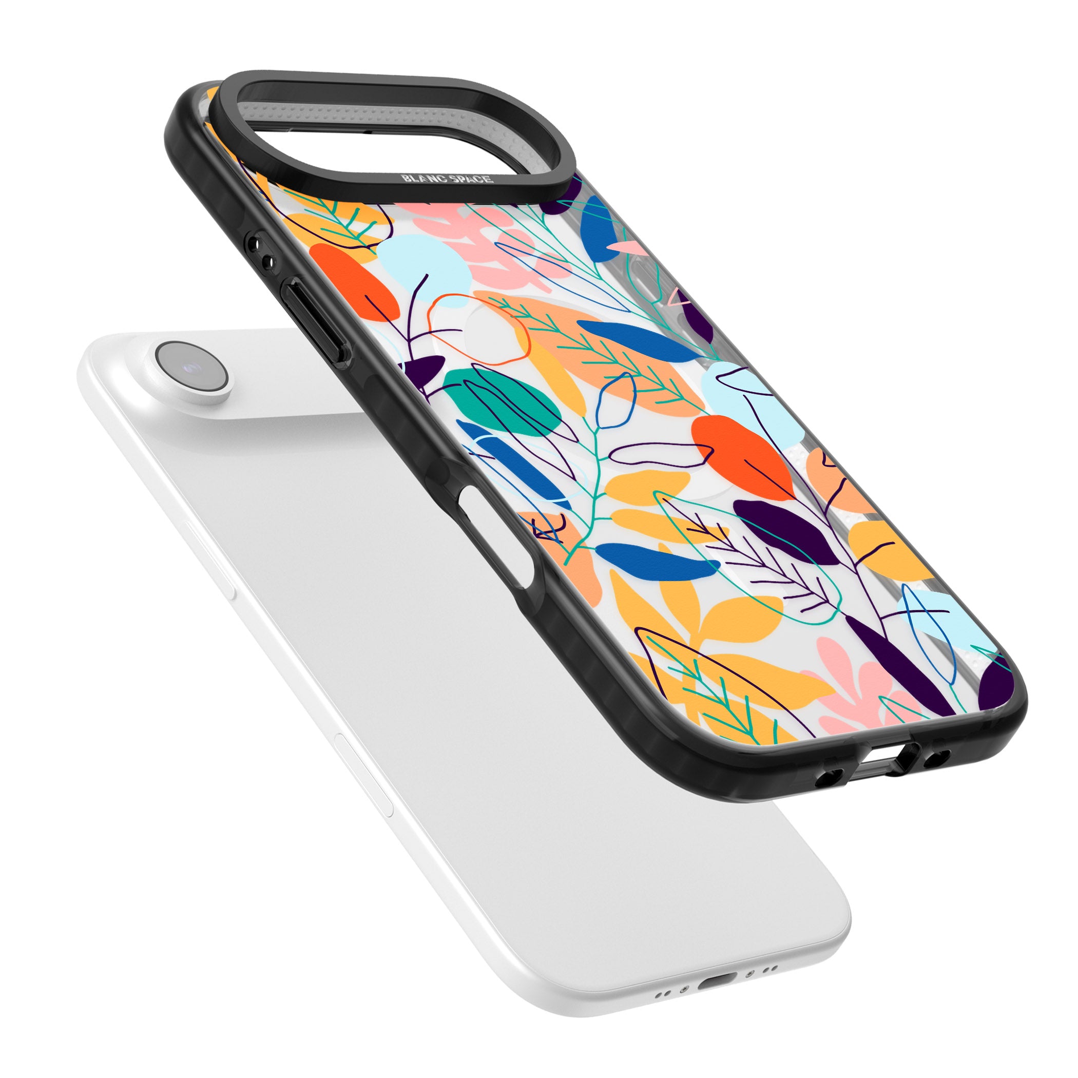 Abstract Line Drawn Leaves iPhone 17 Air Impact Pro Black Phone Case Colours