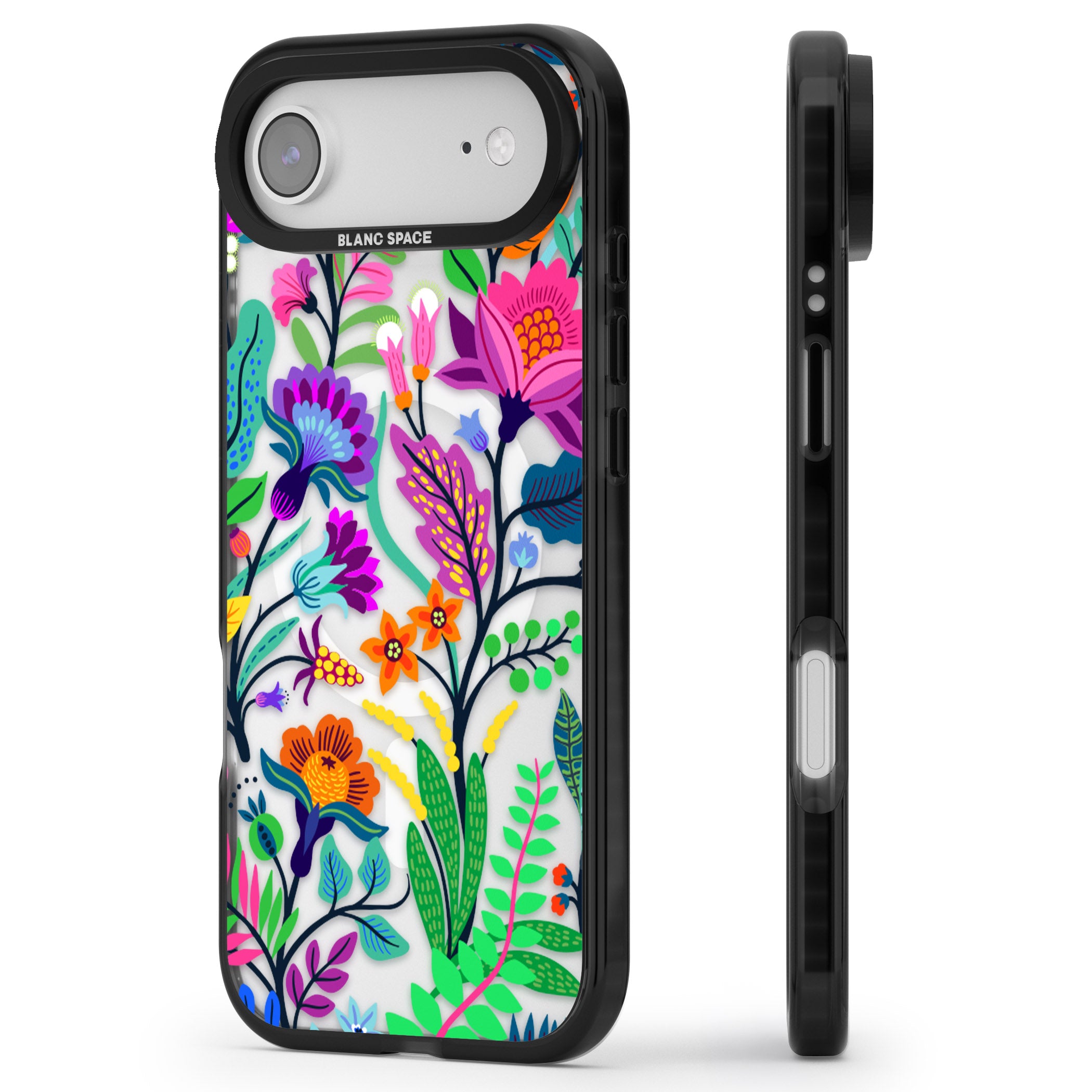 Floral Vibe iPhone 17 Air Impact Pro Black Phone Case Side Profile