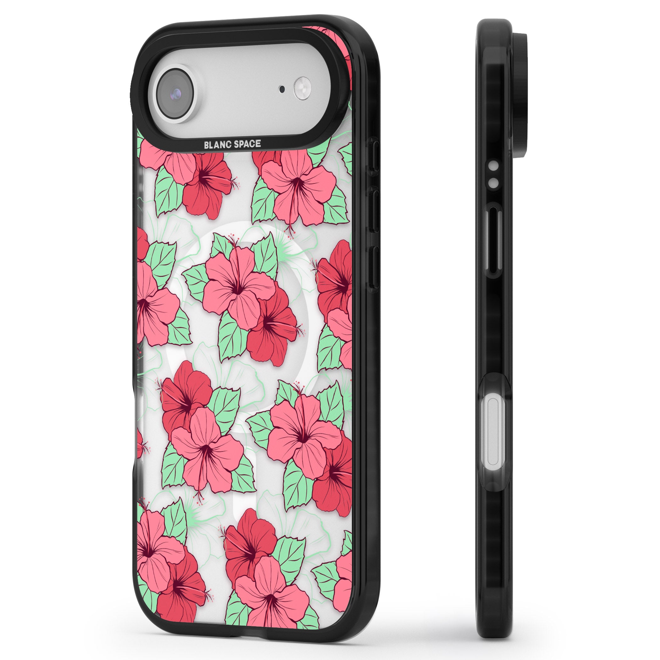 Pink Peony iPhone 17 Air Impact Pro Black Phone Case Side Profile