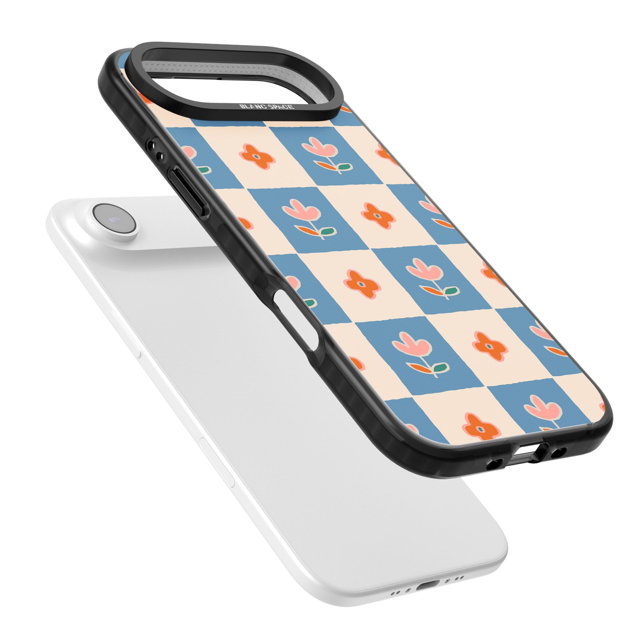 Vintage Bloom Checkered iPhone 17 Air Impact Pro Black Phone Case Colours