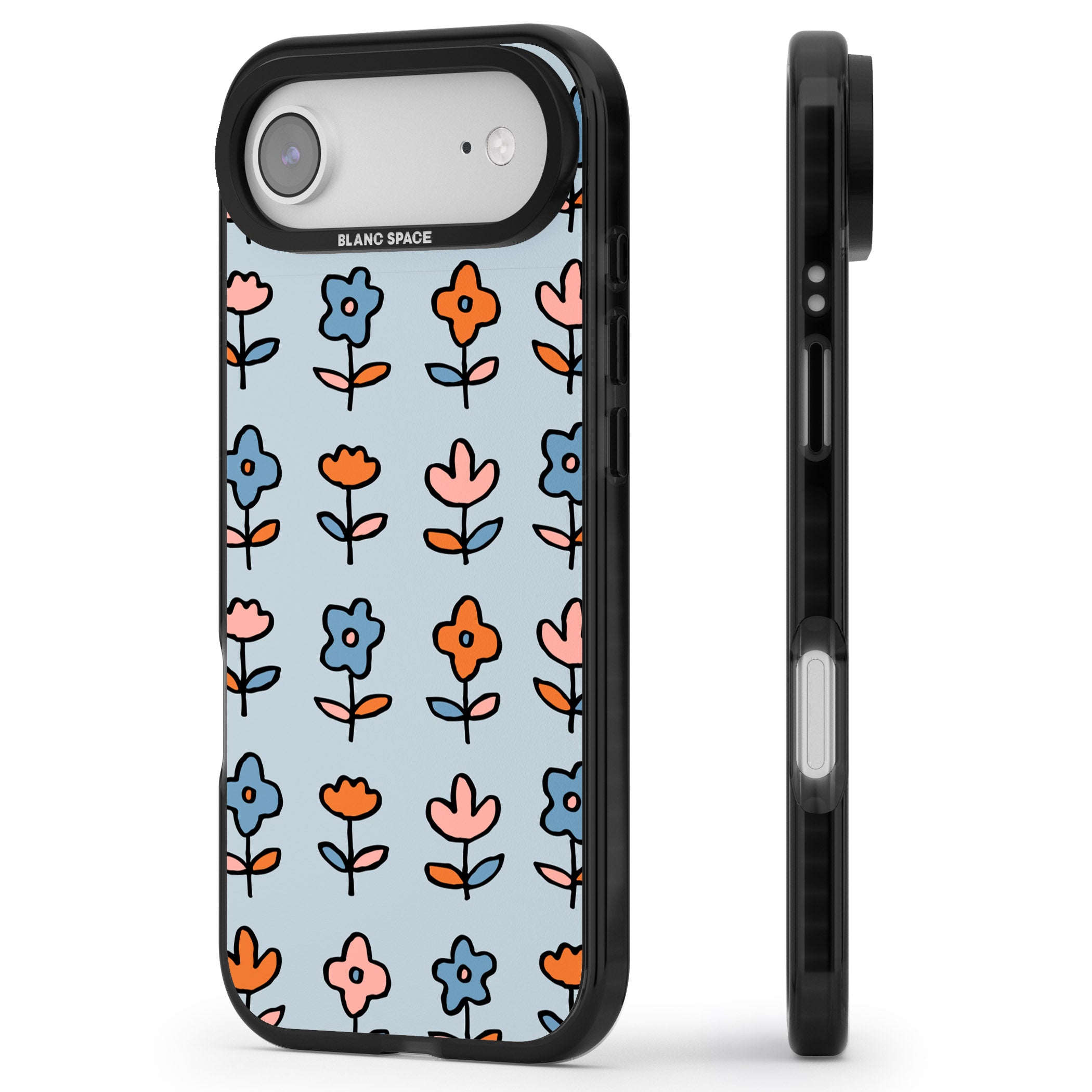 Vintage Floral Array iPhone 17 Air Impact Pro Black Phone Case Side Profile