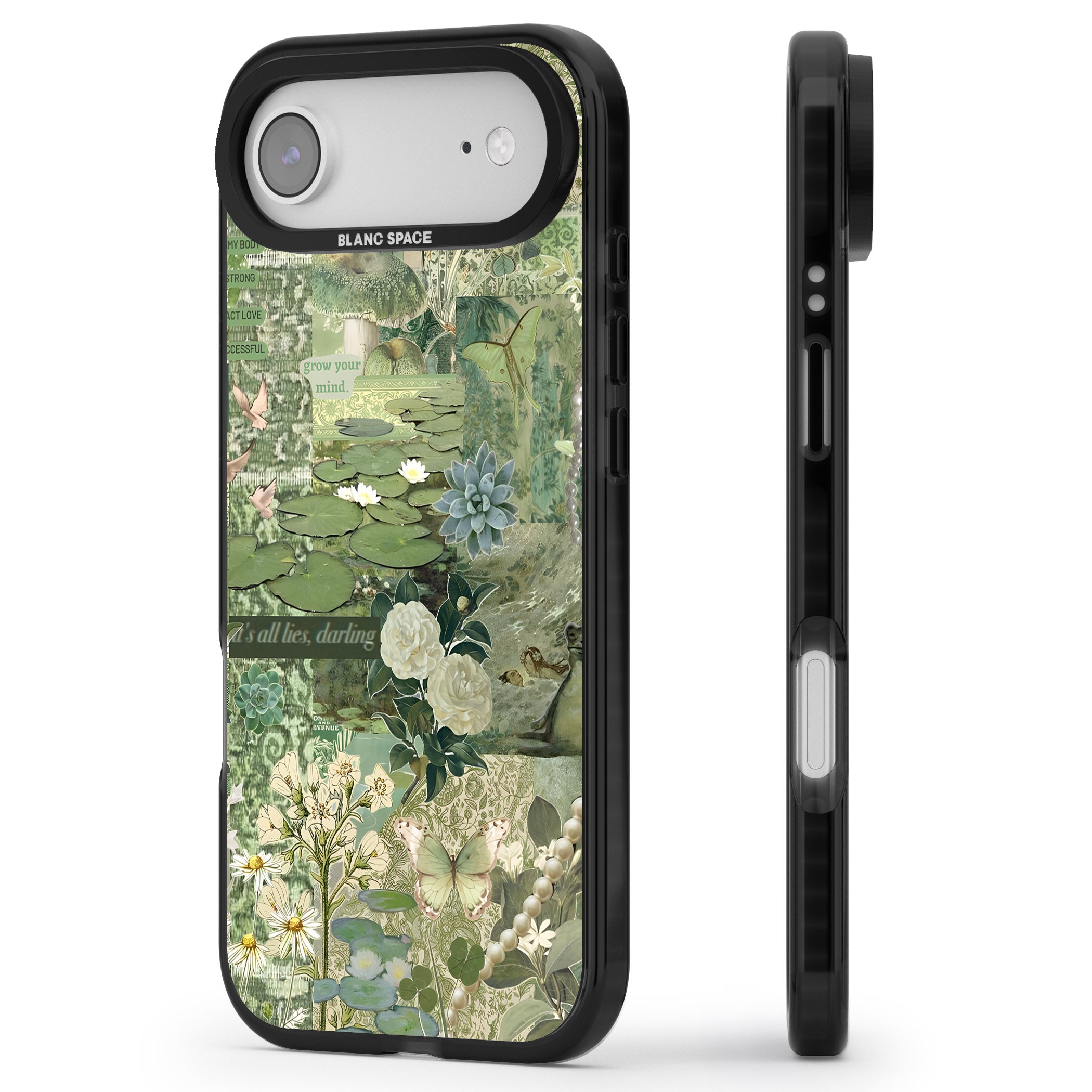Sage Collage iPhone 17 Air Impact Pro Black Phone Case Side Profile