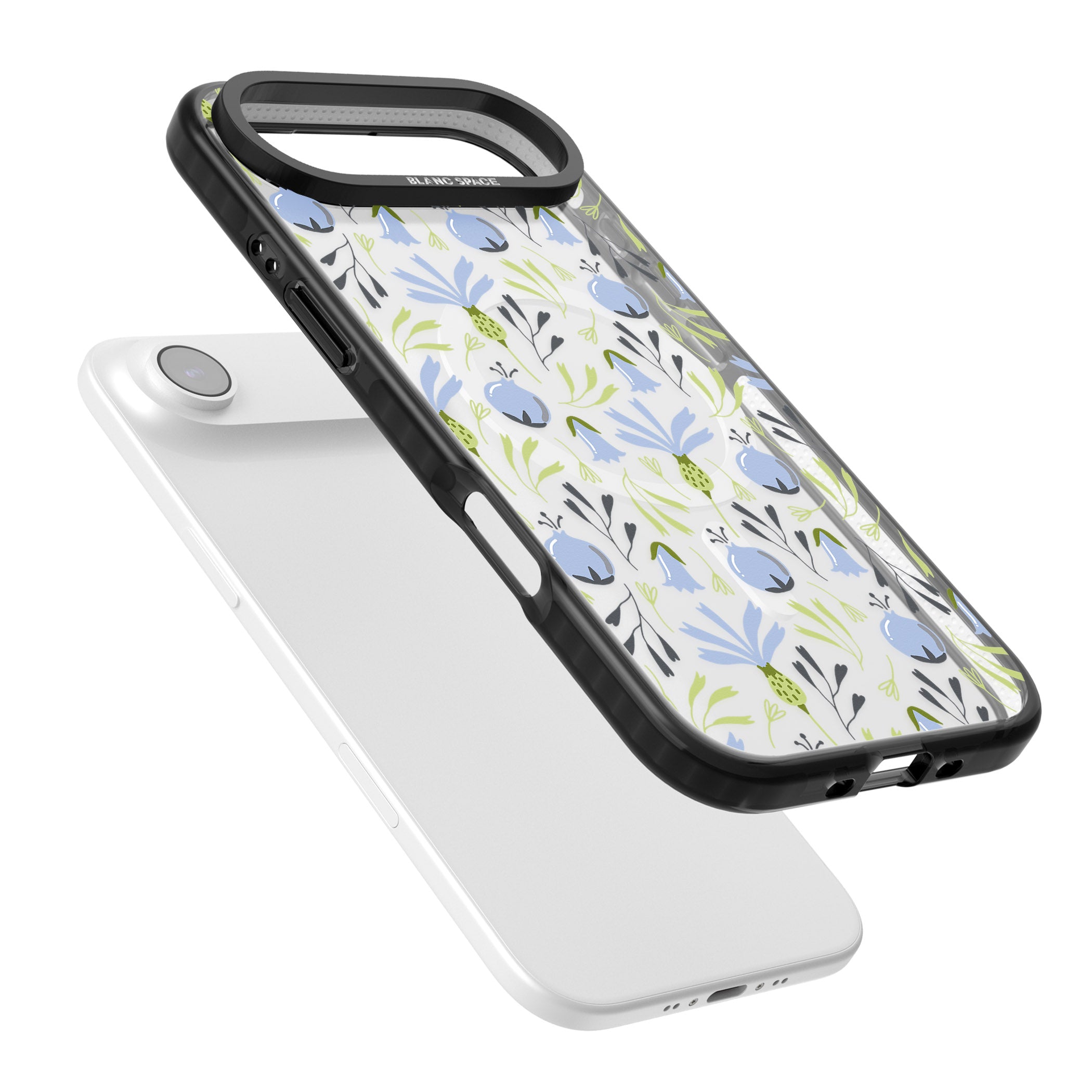Blue Flora Bloom iPhone 17 Air Impact Pro Black Phone Case Colours
