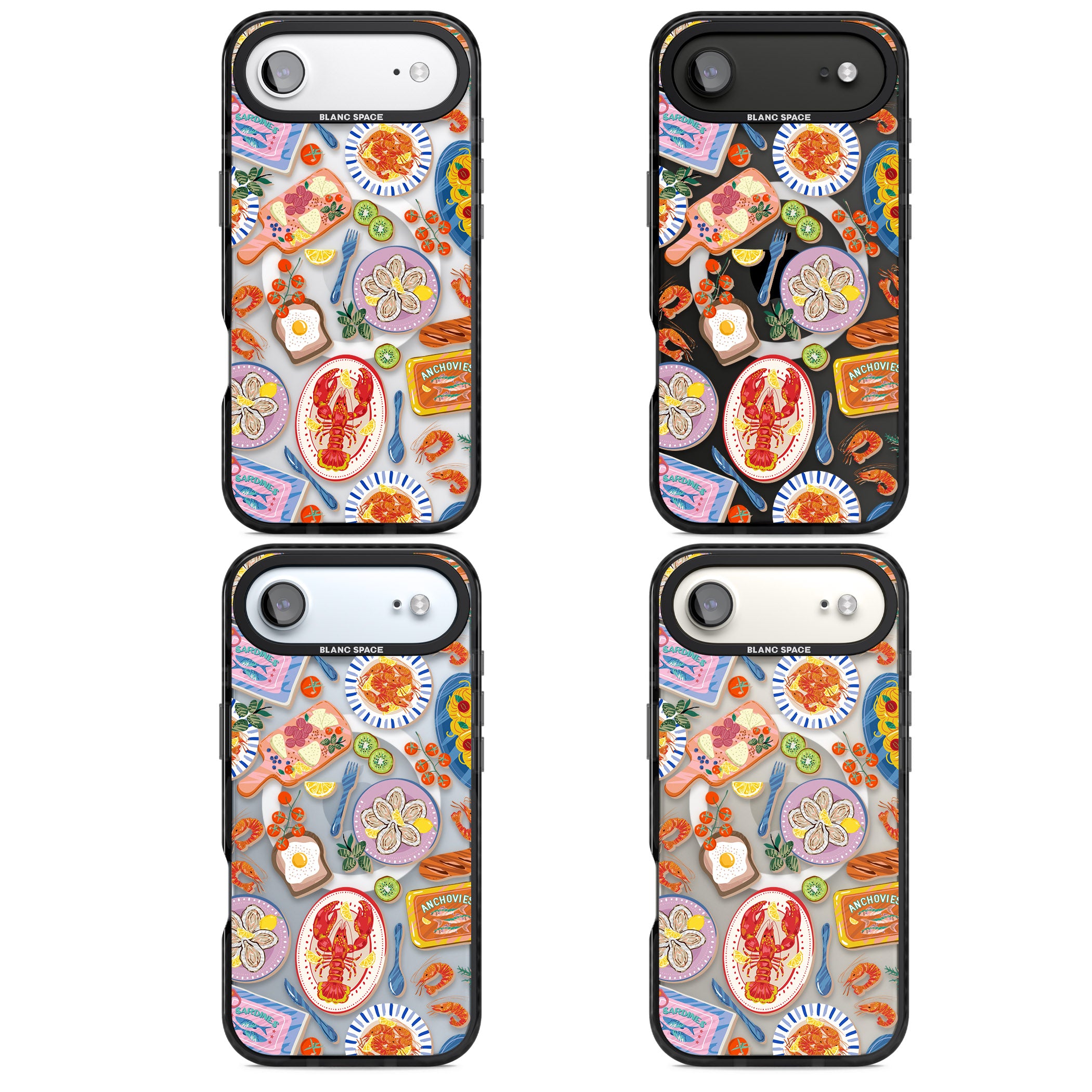 Seafood Pattern iPhone 17 Air Impact Pro Black Phone Case APT Impact Protection