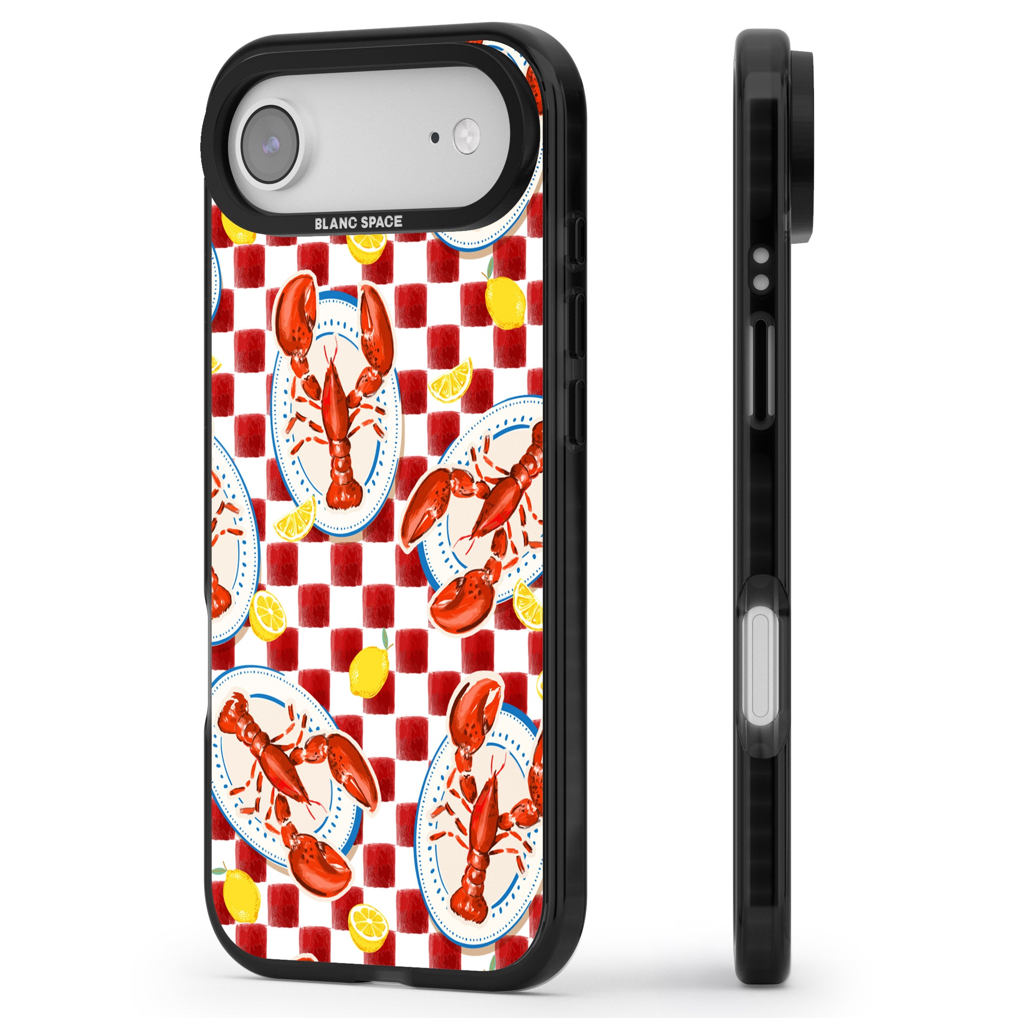 Red Lobster Checkered iPhone 17 Air Impact Pro Black Phone Case Side Profile