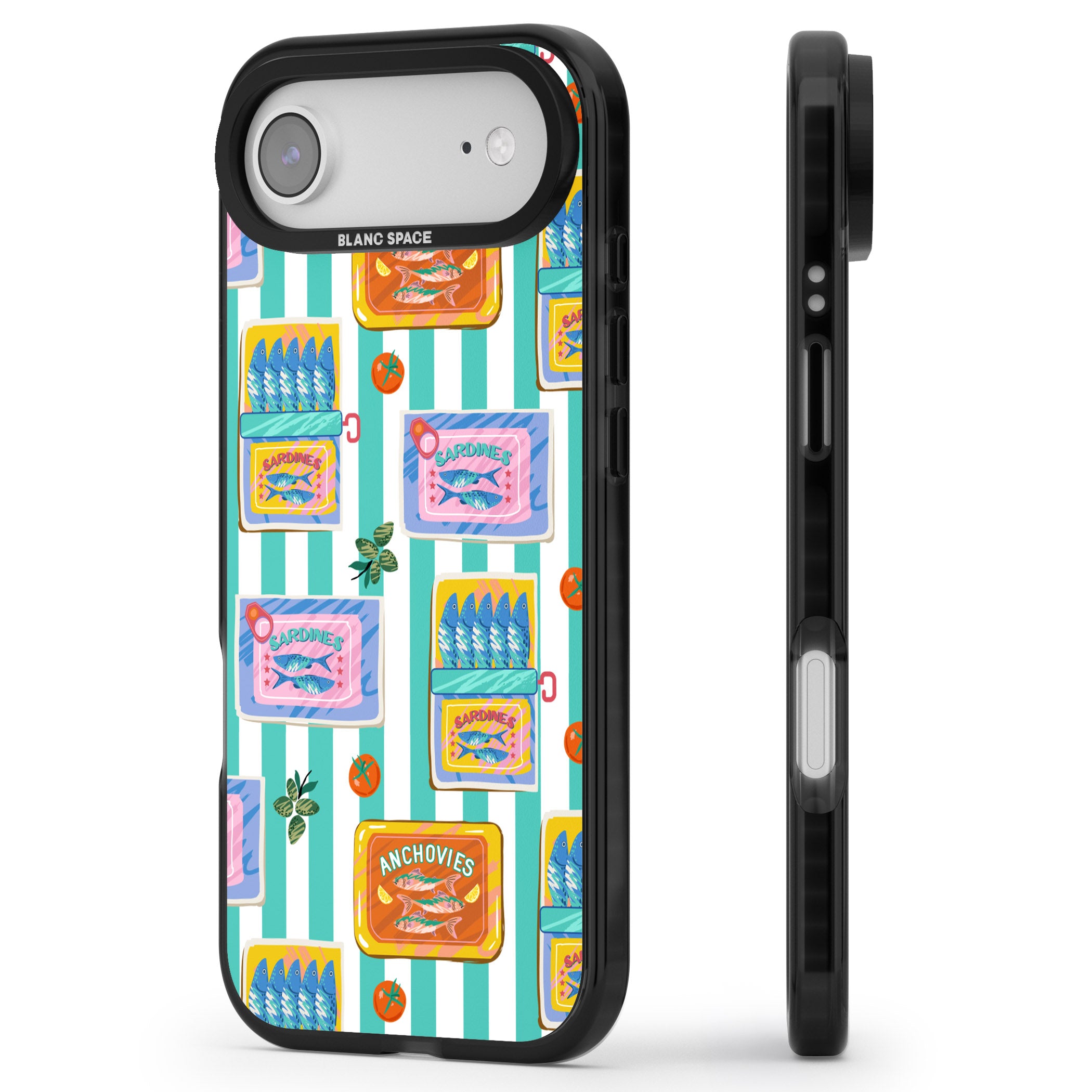 Sardine & Anchovy Stripes iPhone 17 Air Impact Pro Black Phone Case Side Profile