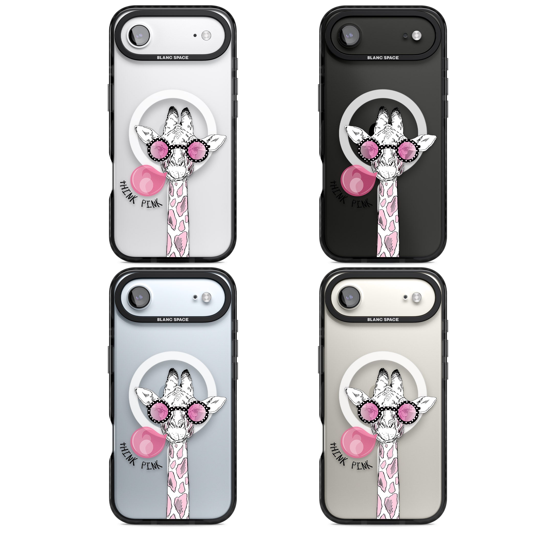 Think Pink Giraffe iPhone 17 Air Impact Pro Black Phone Case APT Impact Protection