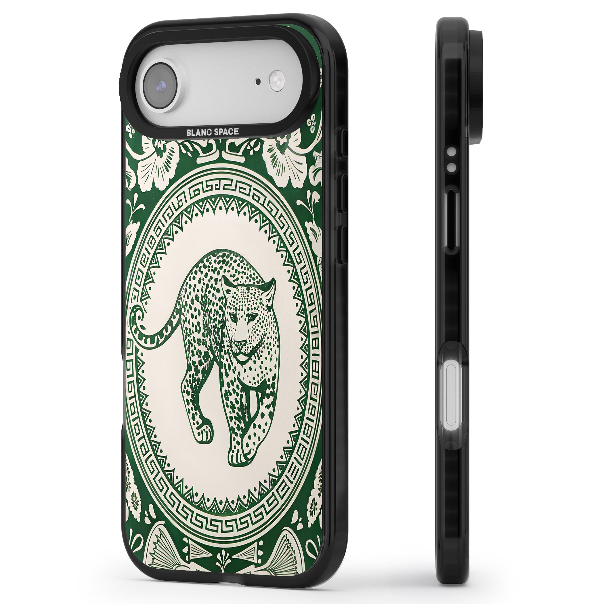 Green Leopard iPhone 17 Air Impact Pro Black Phone Case Side Profile
