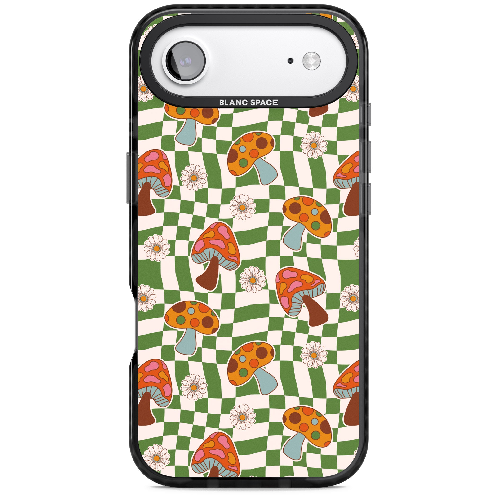 Wavy Checked Shroom & Bloom iPhone 17 Air Impact Pro Black Phone Case