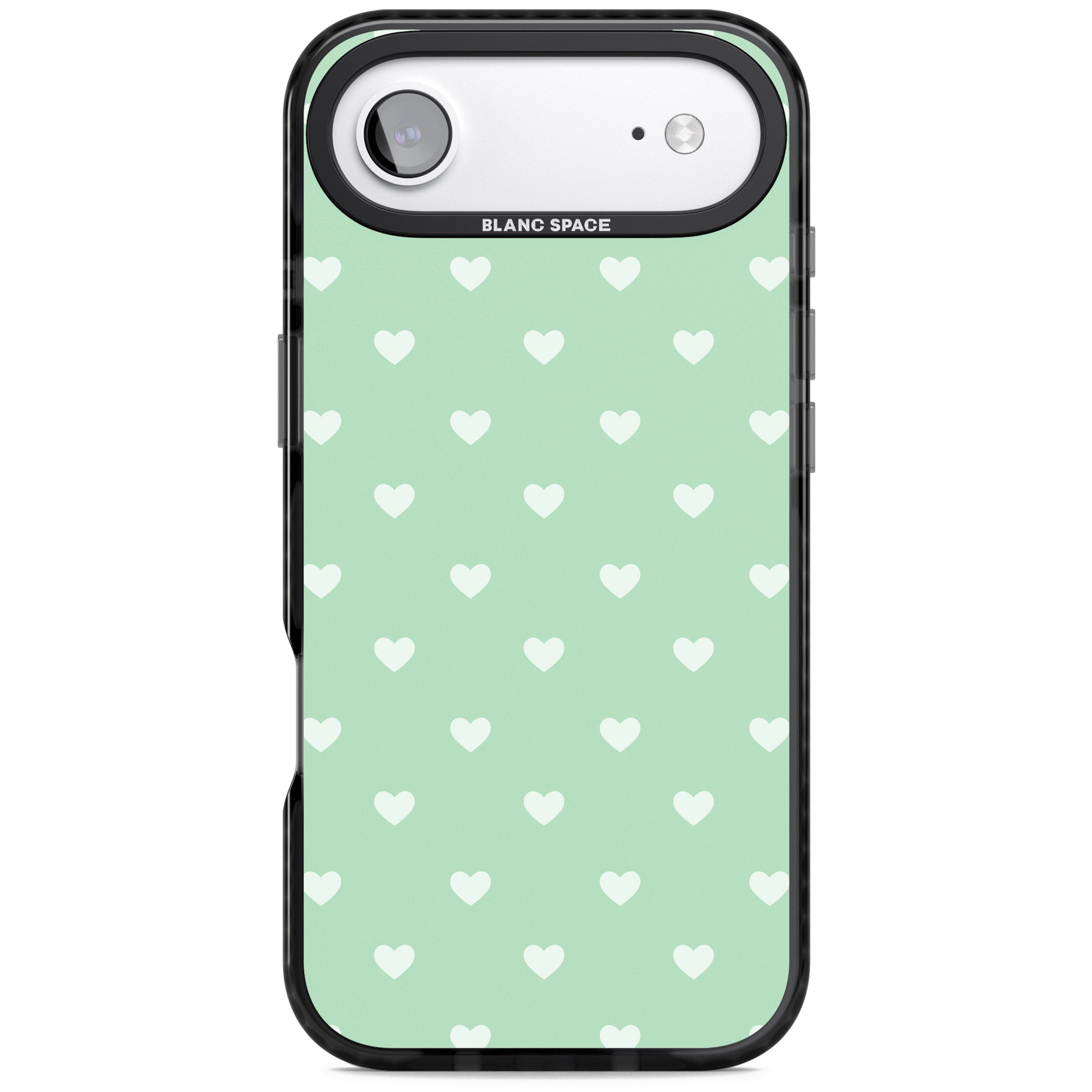 Small Heart Pattern: Green iPhone 17 Air Impact Pro Black Phone Case