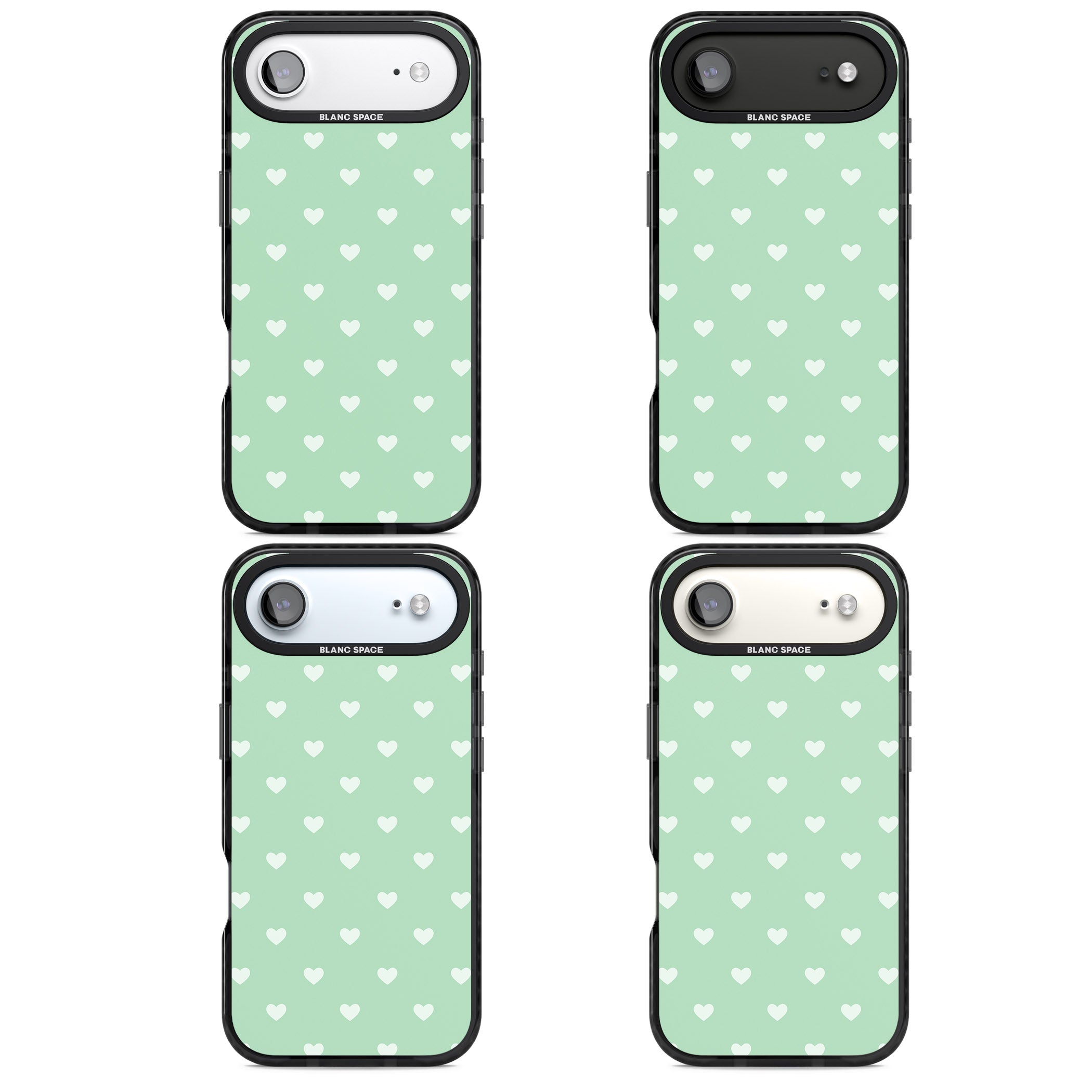 Small Heart Pattern: Green iPhone 17 Air Impact Pro Black Phone Case APT Impact Protection