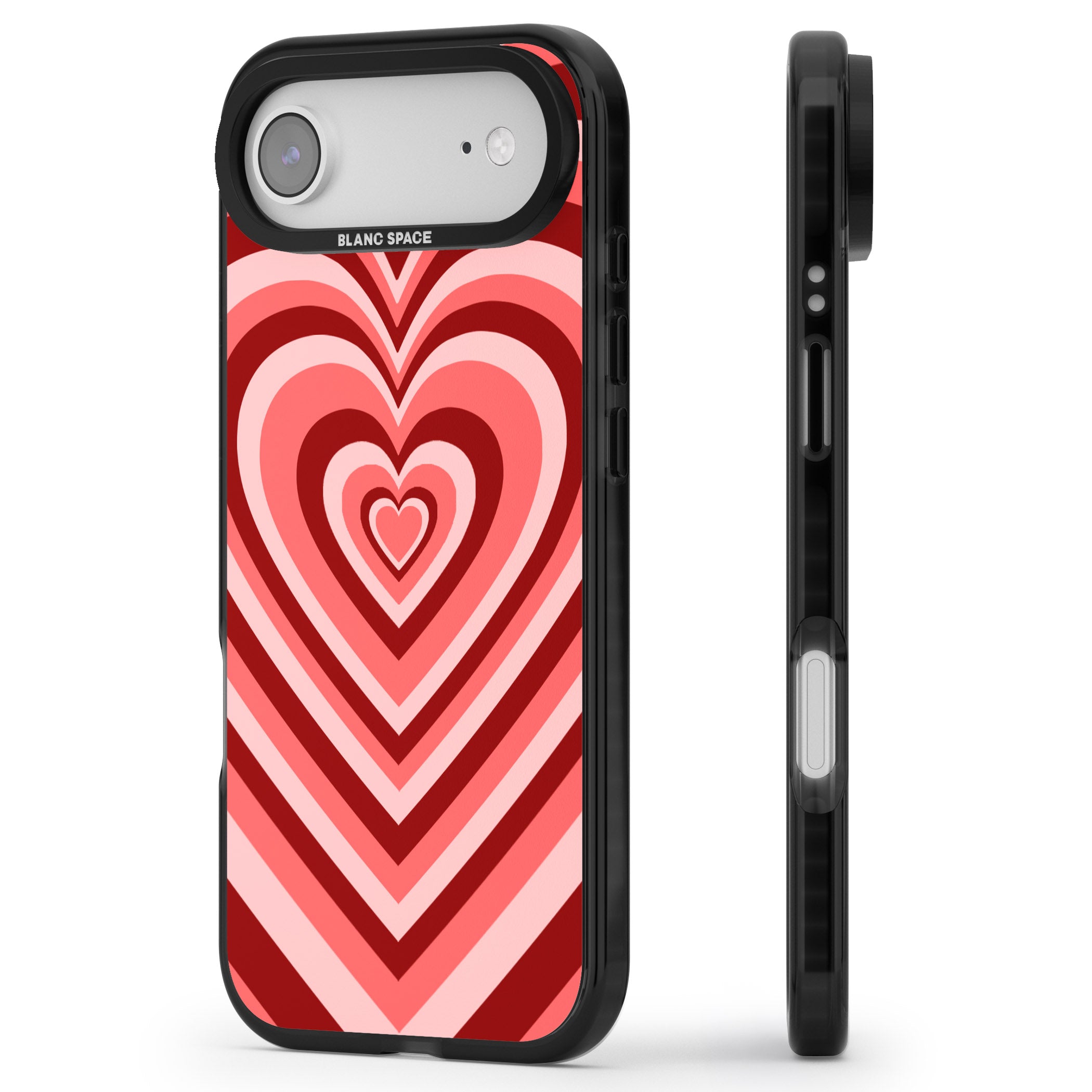 Red Heart Illusion iPhone 17 Air Impact Pro Black Phone Case Side Profile