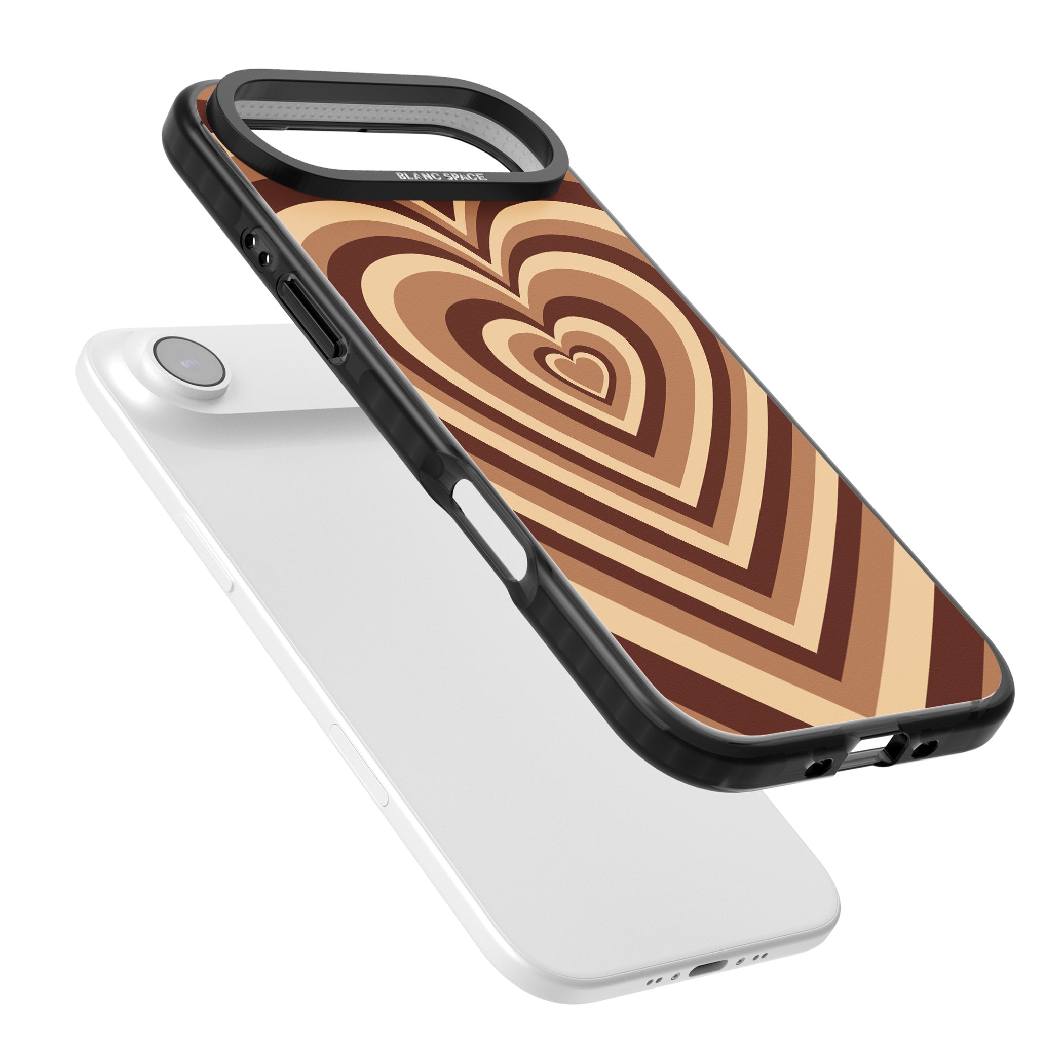 Latte Heart Illusion iPhone 17 Air Impact Pro Black Phone Case Colours