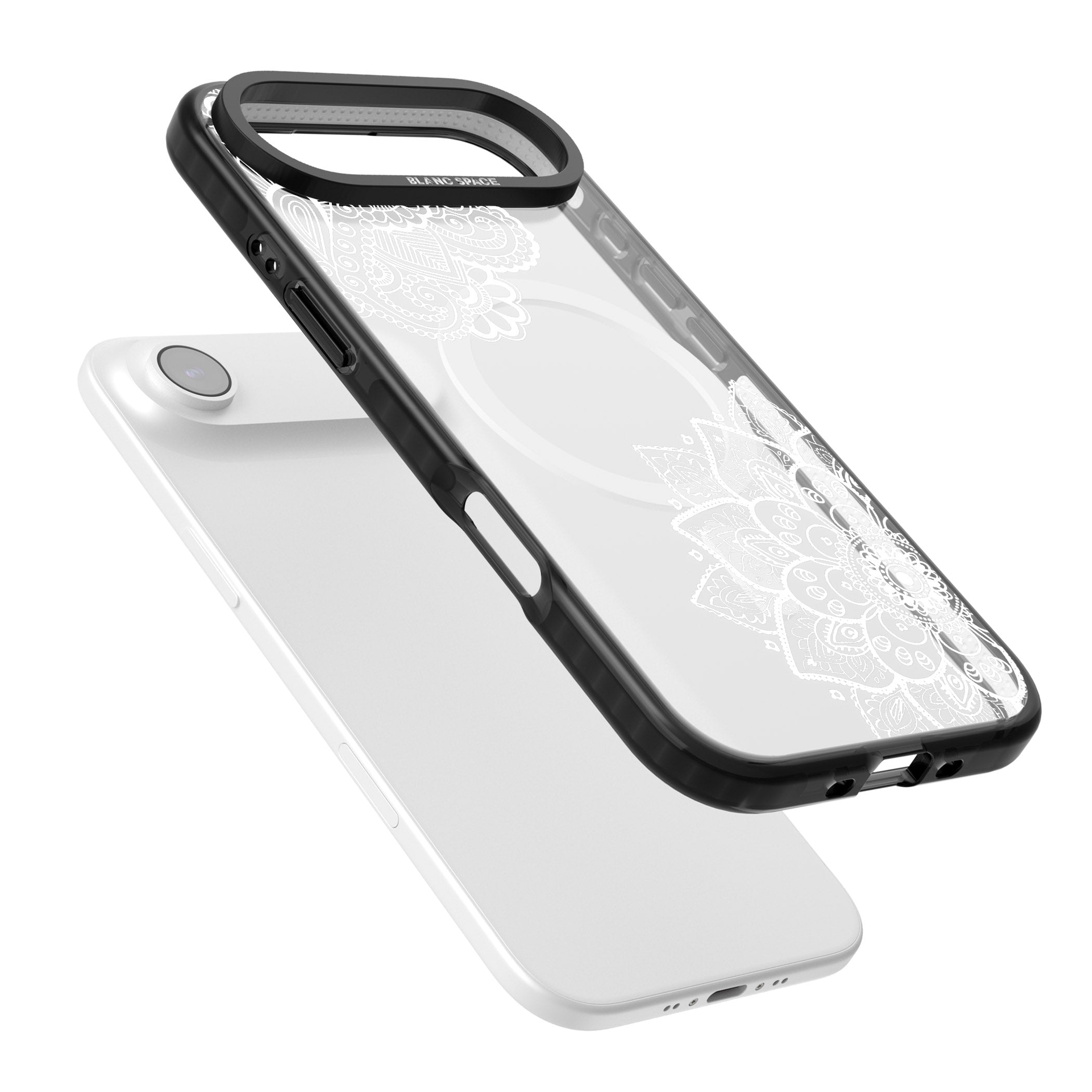White Henna Florals iPhone 17 Air Impact Pro Black Phone Case Colours