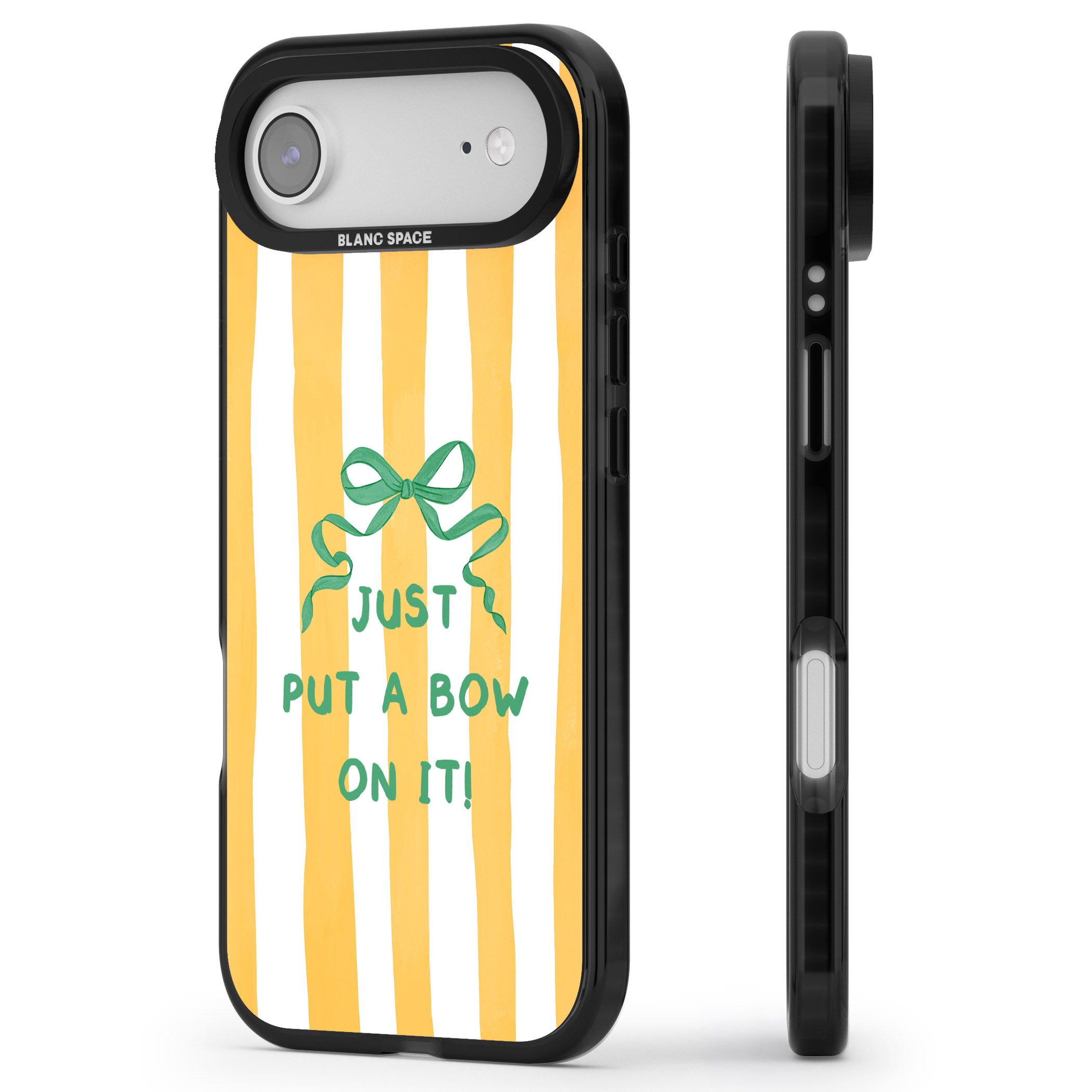 Just Put a Bow On It iPhone 17 Air Impact Pro Black Phone Case Side Profile