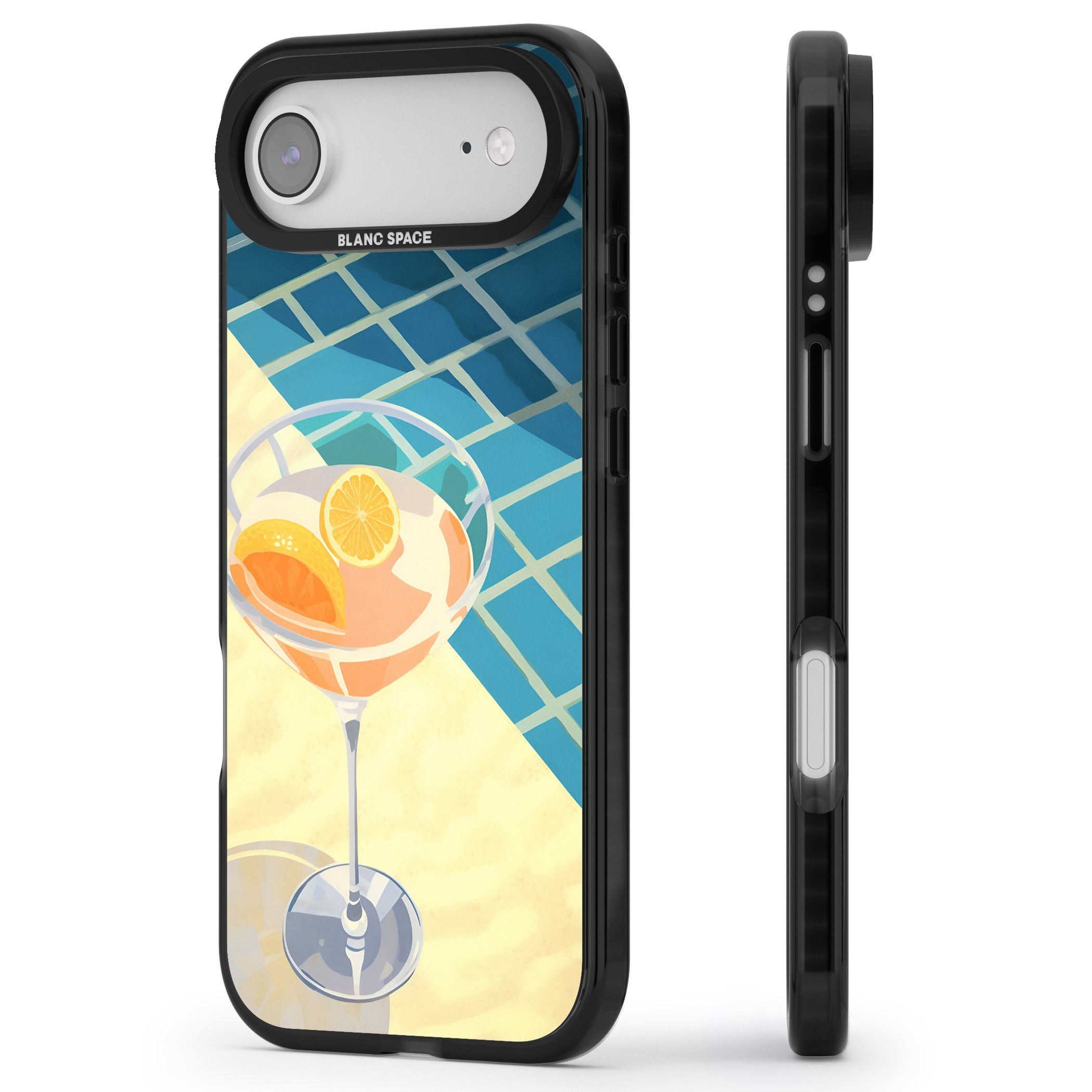 Poolside Citrus Cocktail iPhone 17 Air Impact Pro Black Phone Case Side Profile