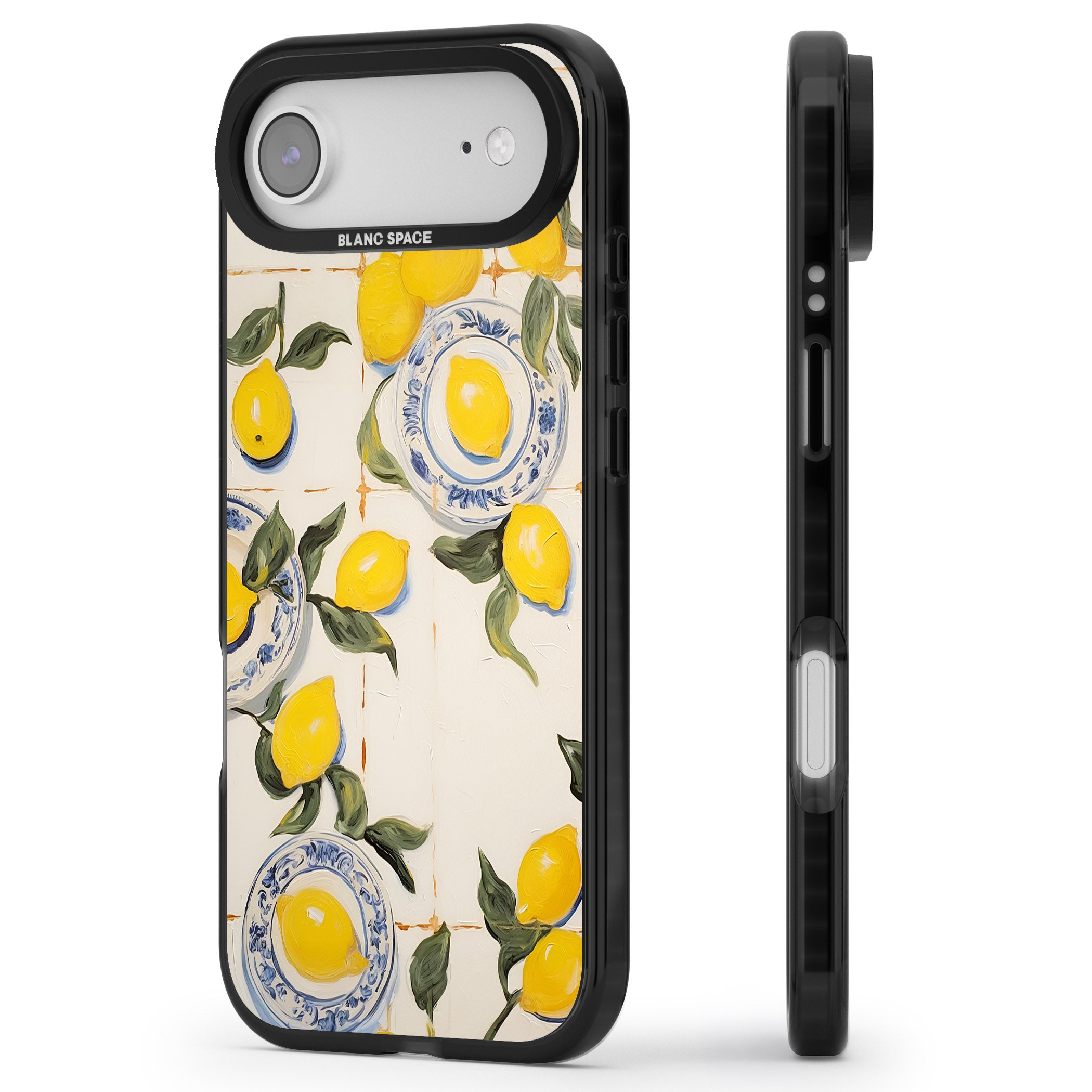 Lemons & Porcelain iPhone 17 Air Impact Pro Black Phone Case Side Profile