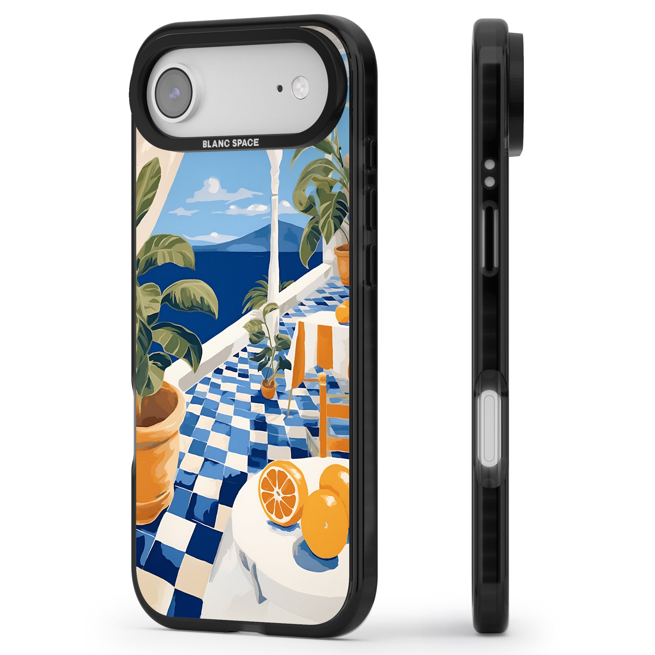 Greek Balcony iPhone 17 Air Impact Pro Black Phone Case Side Profile