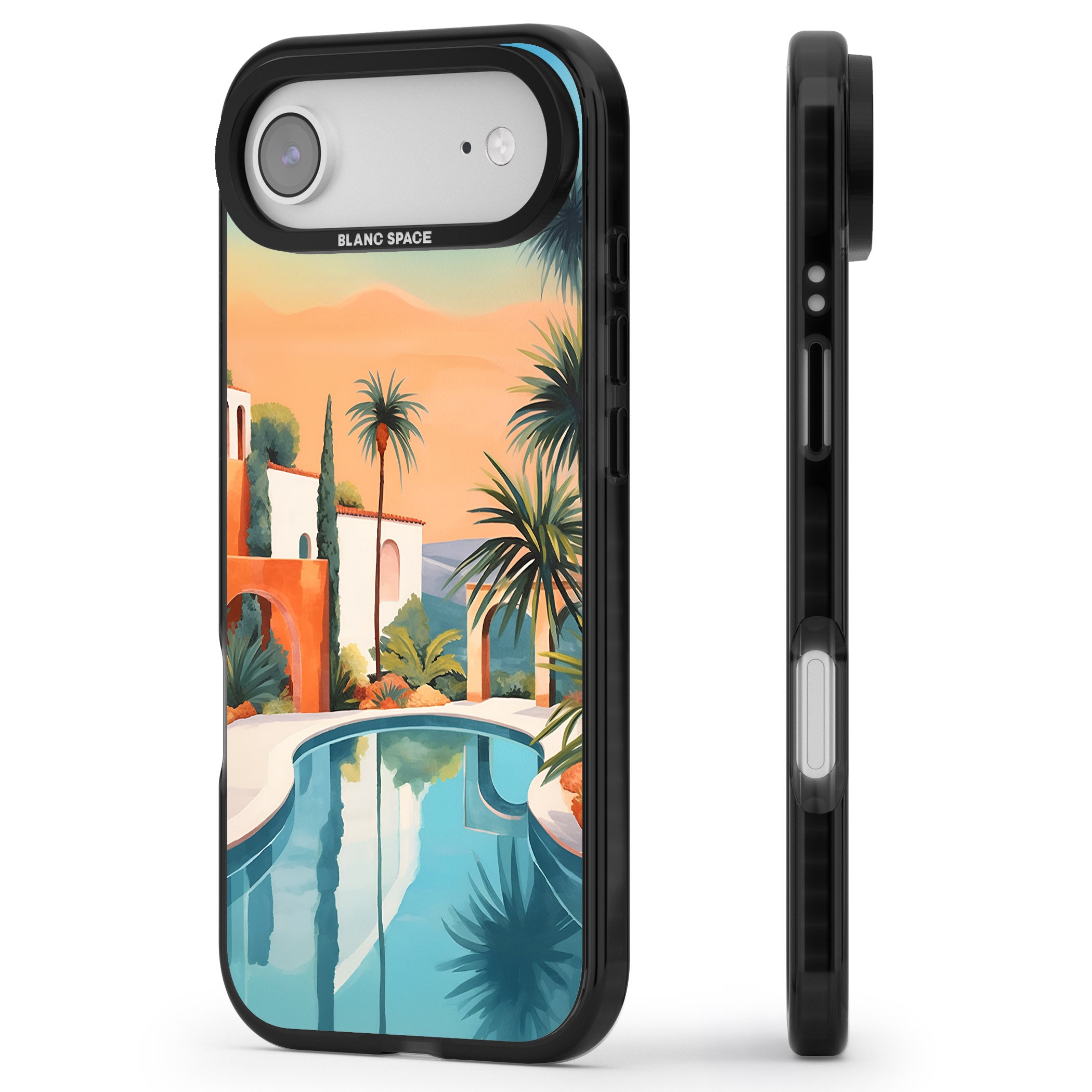 Villa Sunset iPhone 17 Air Impact Pro Black Phone Case Side Profile