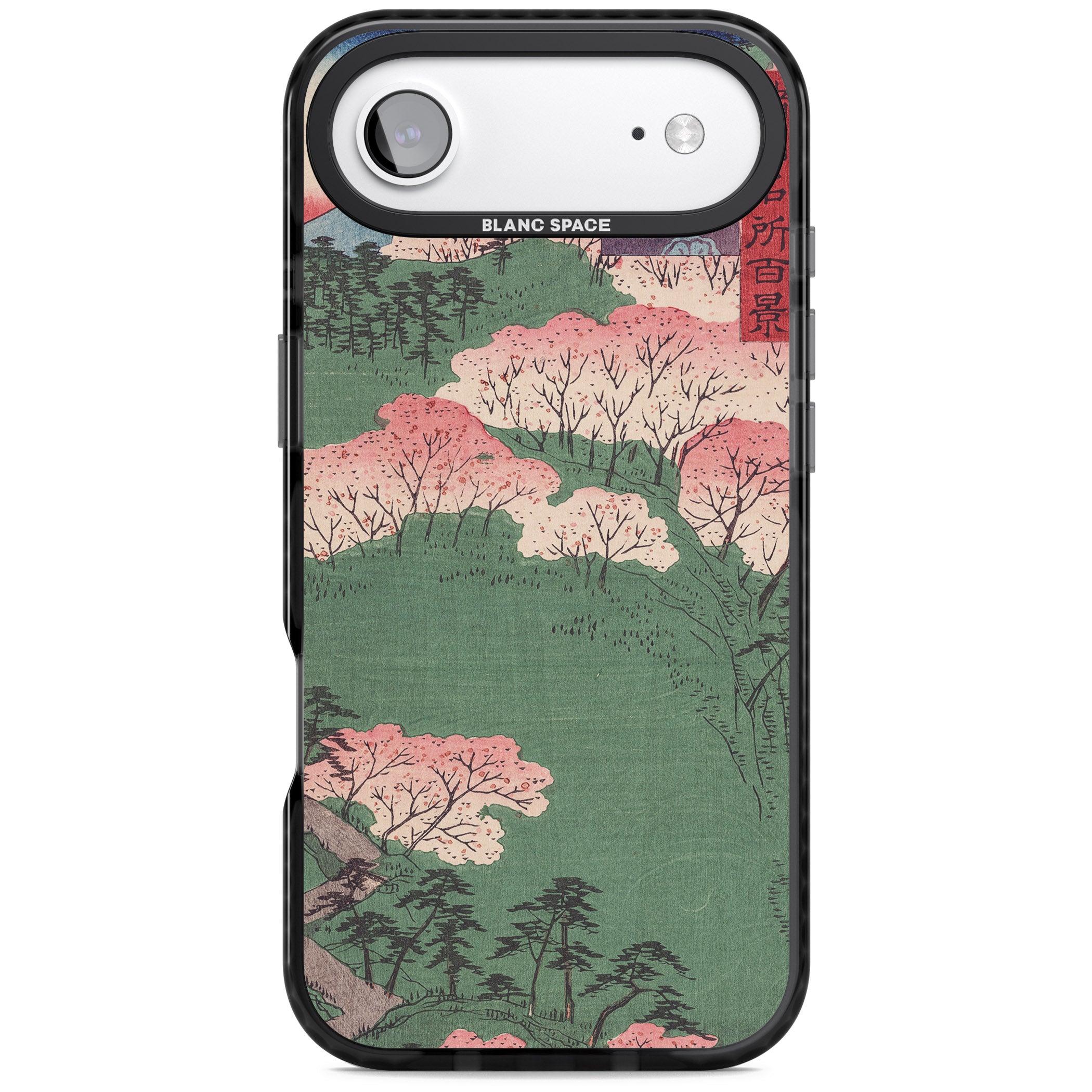 Japanese Illustration Cherry Blossom Forest iPhone 17 Air Impact Pro Black Phone Case