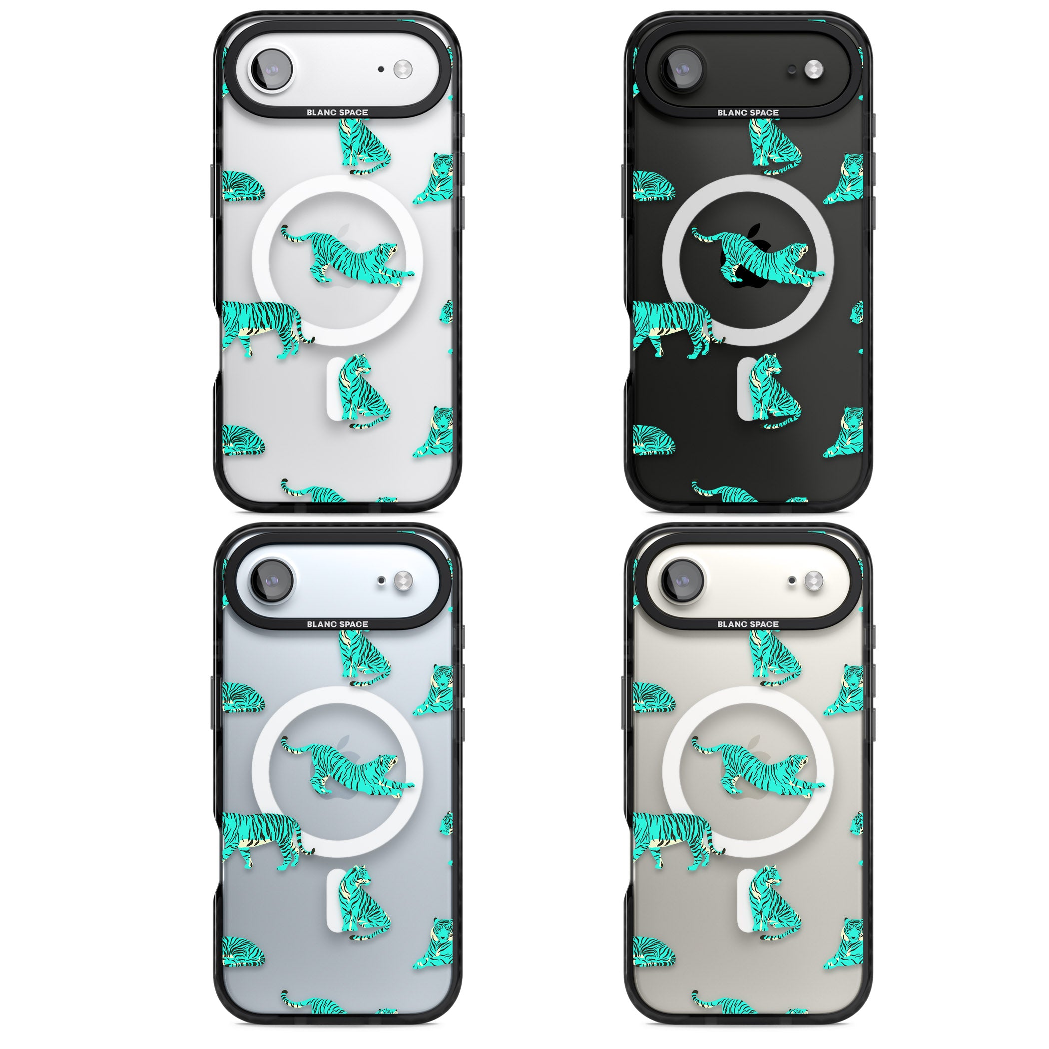 Turquoise Tiger iPhone 17 Air Impact Pro Black Phone Case APT Impact Protection