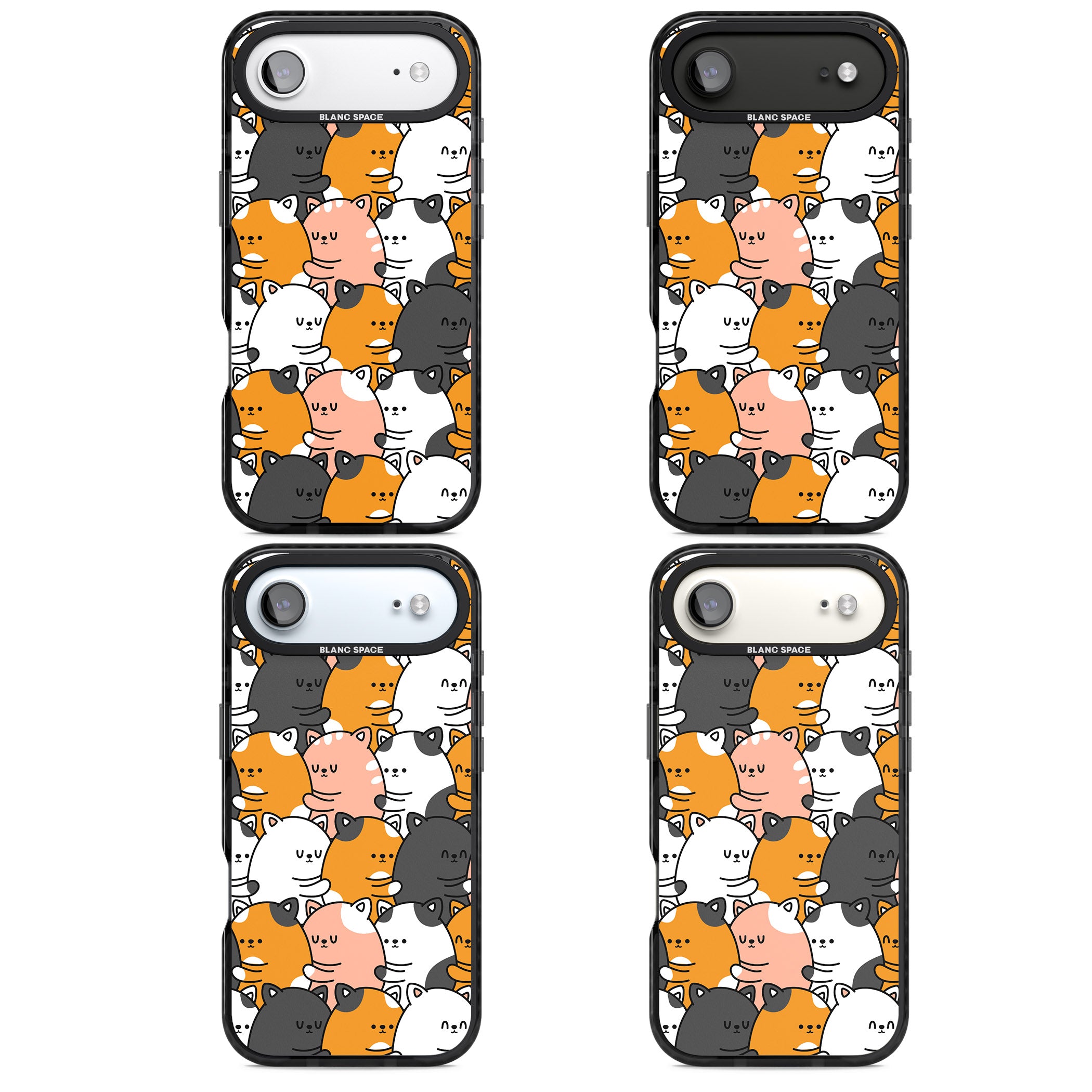 Spooning Cats Kawaii Pattern iPhone 17 Air Impact Pro Black Phone Case APT Impact Protection