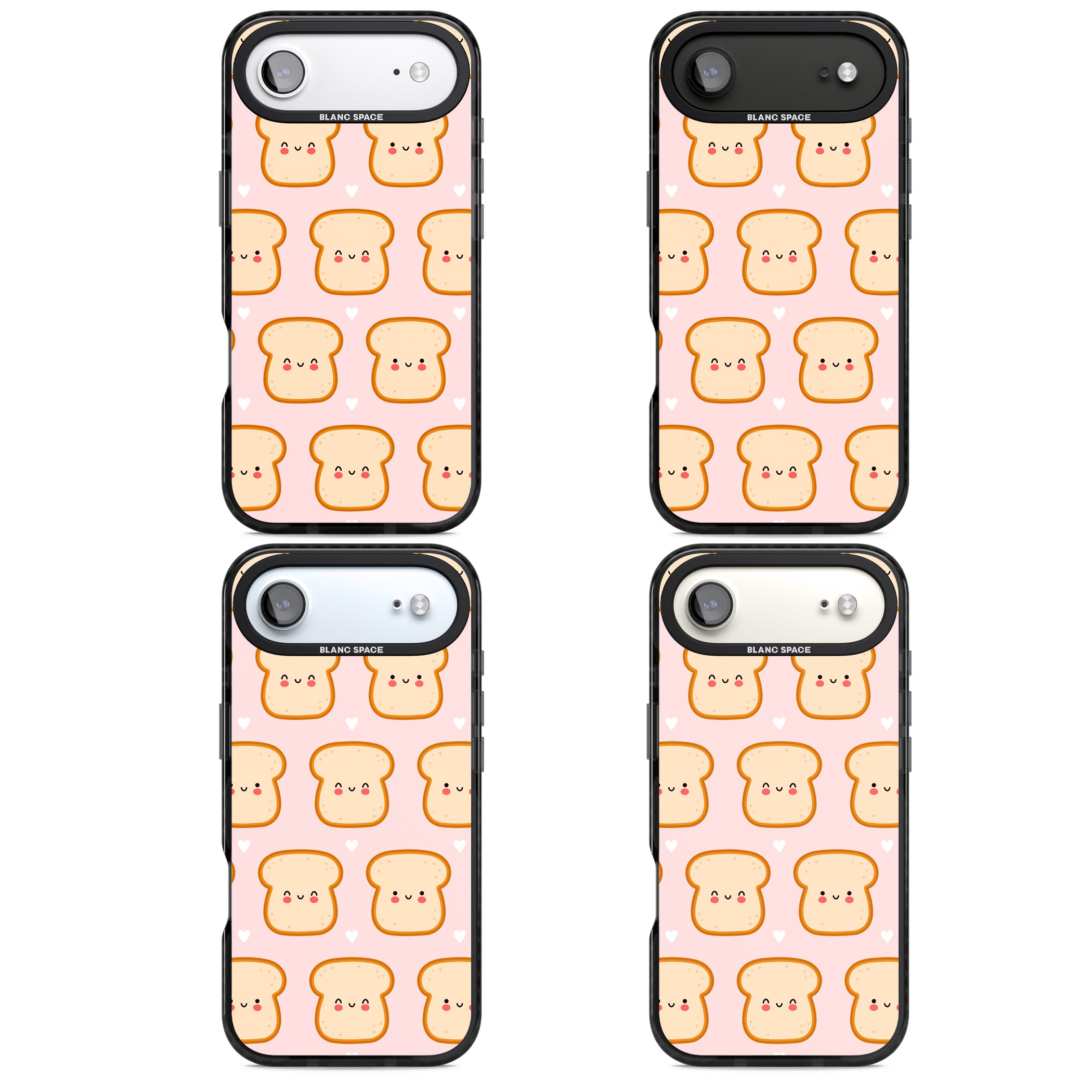 Bread Faces Kawaii Pattern iPhone 17 Air Impact Pro Black Phone Case APT Impact Protection
