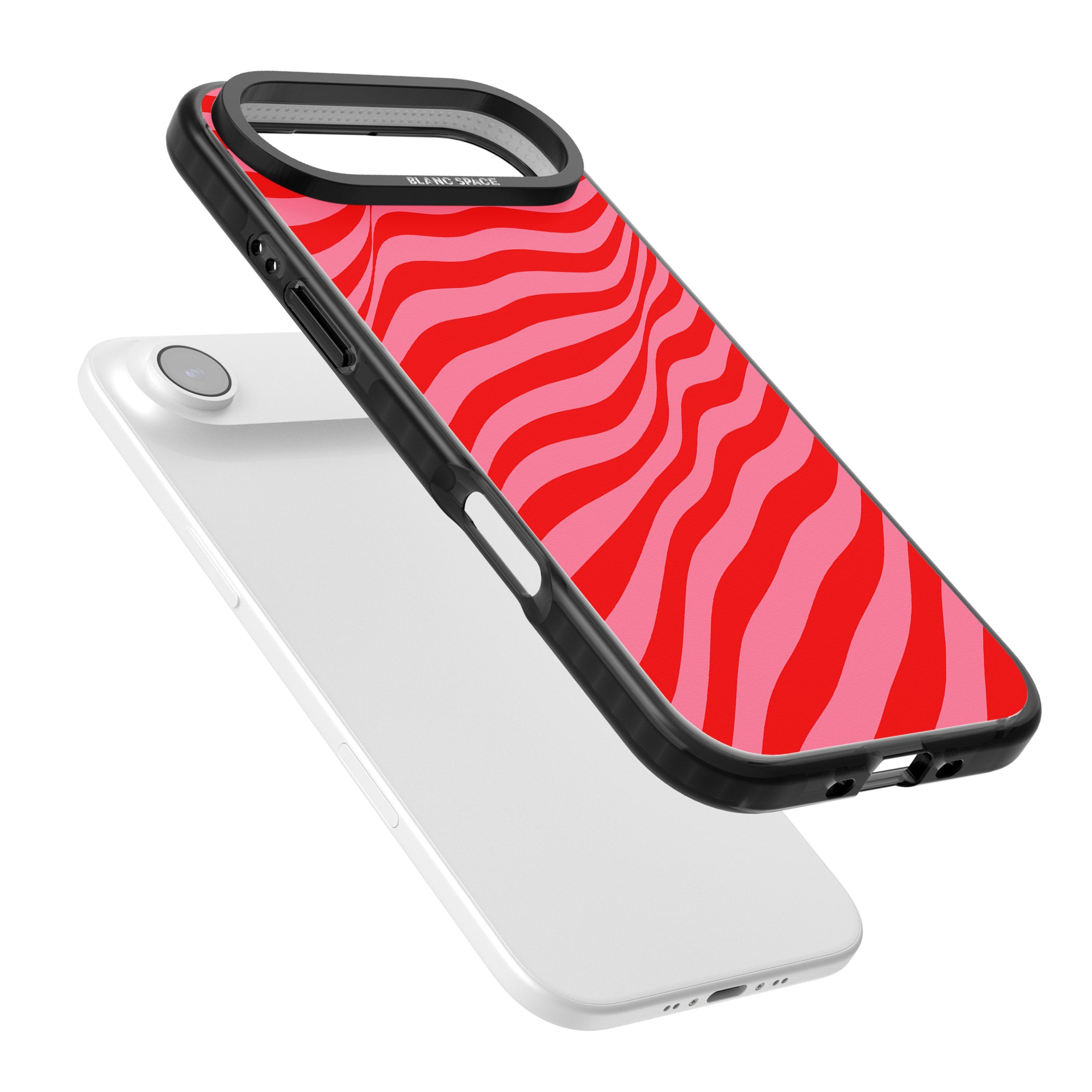 Pink & Red Distorted Line iPhone 17 Air Impact Pro Black Phone Case Colours