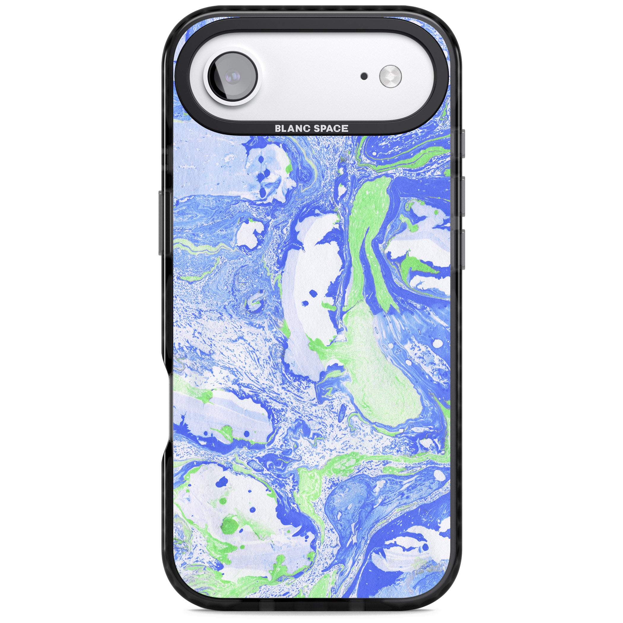Dark Blue & Green Marbled Paper Pattern iPhone 17 Air Impact Pro Black Phone Case