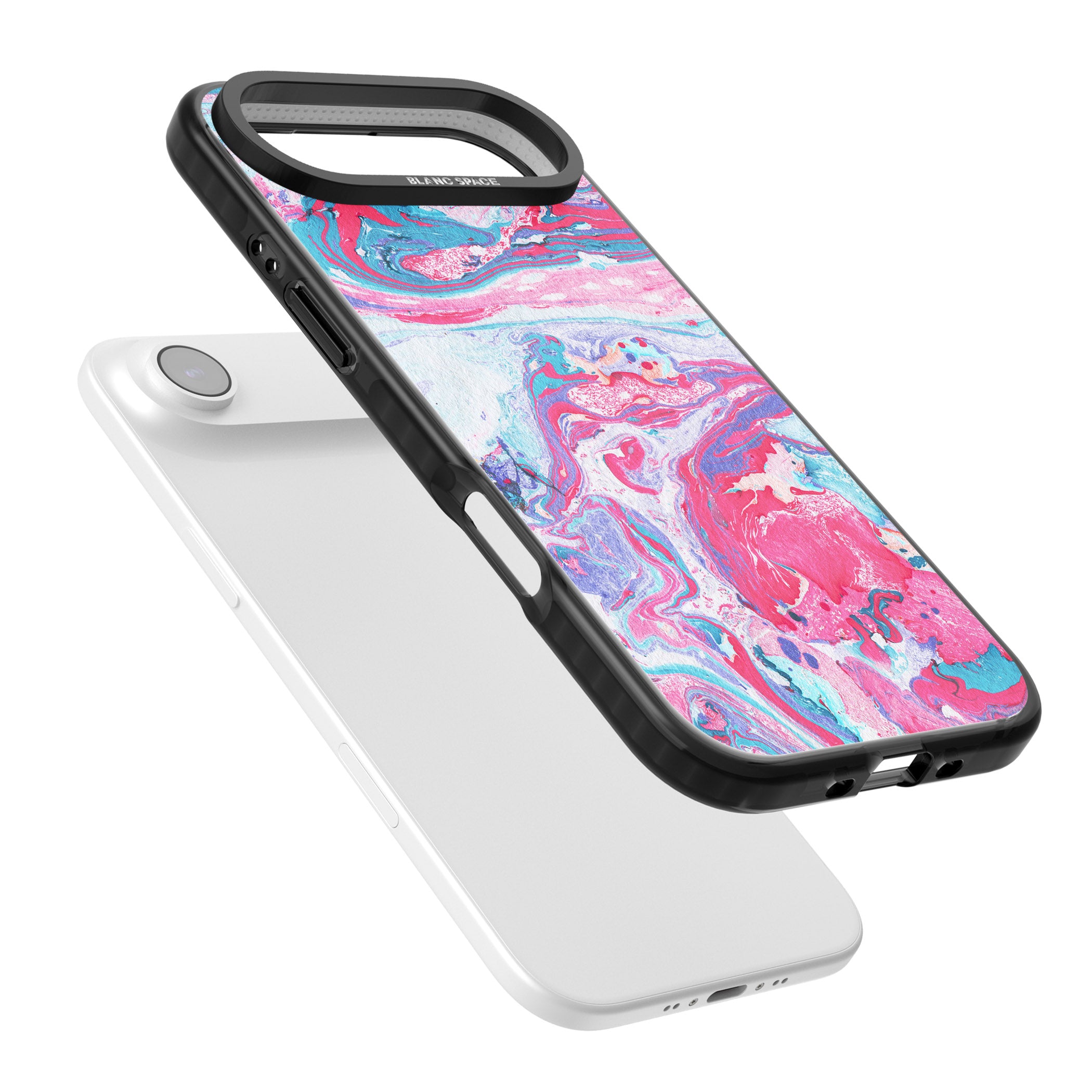 Pink, Blue & Purple Marbled Paper Pattern iPhone 17 Air Impact Pro Black Phone Case Colours