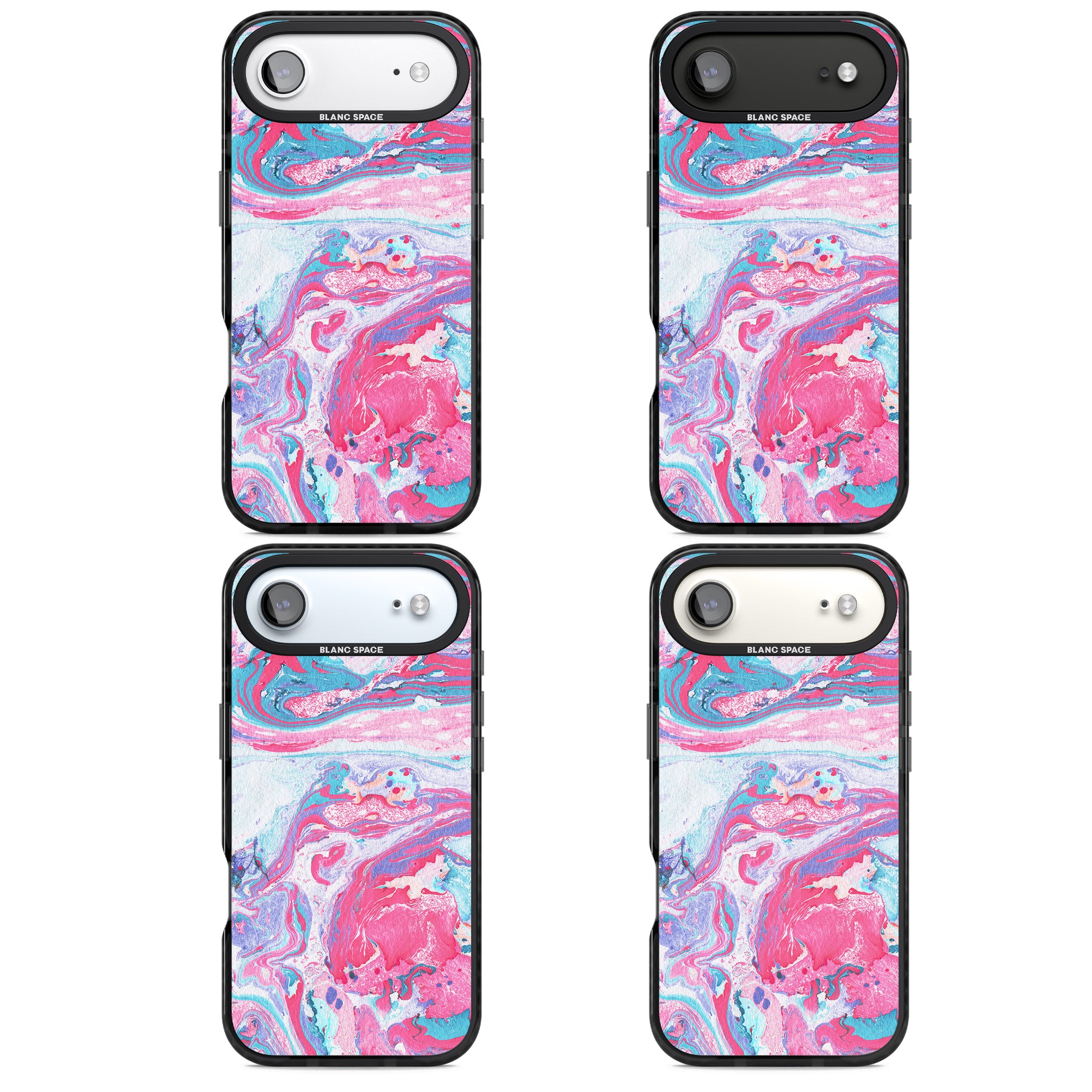 Pink, Blue & Purple Marbled Paper Pattern iPhone 17 Air Impact Pro Black Phone Case APT Impact Protection