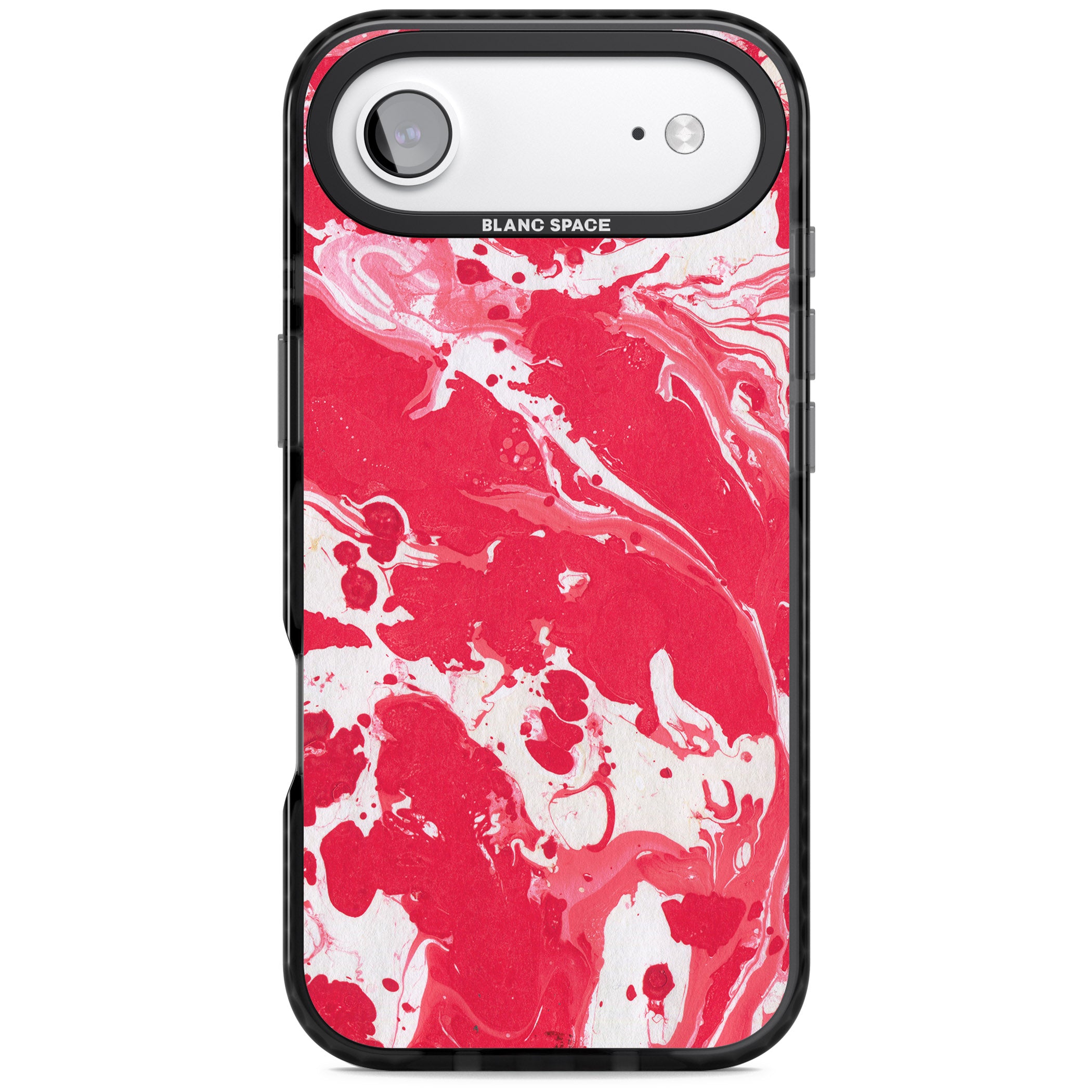 Red & White Marbled iPhone 17 Air Impact Pro Black Phone Case