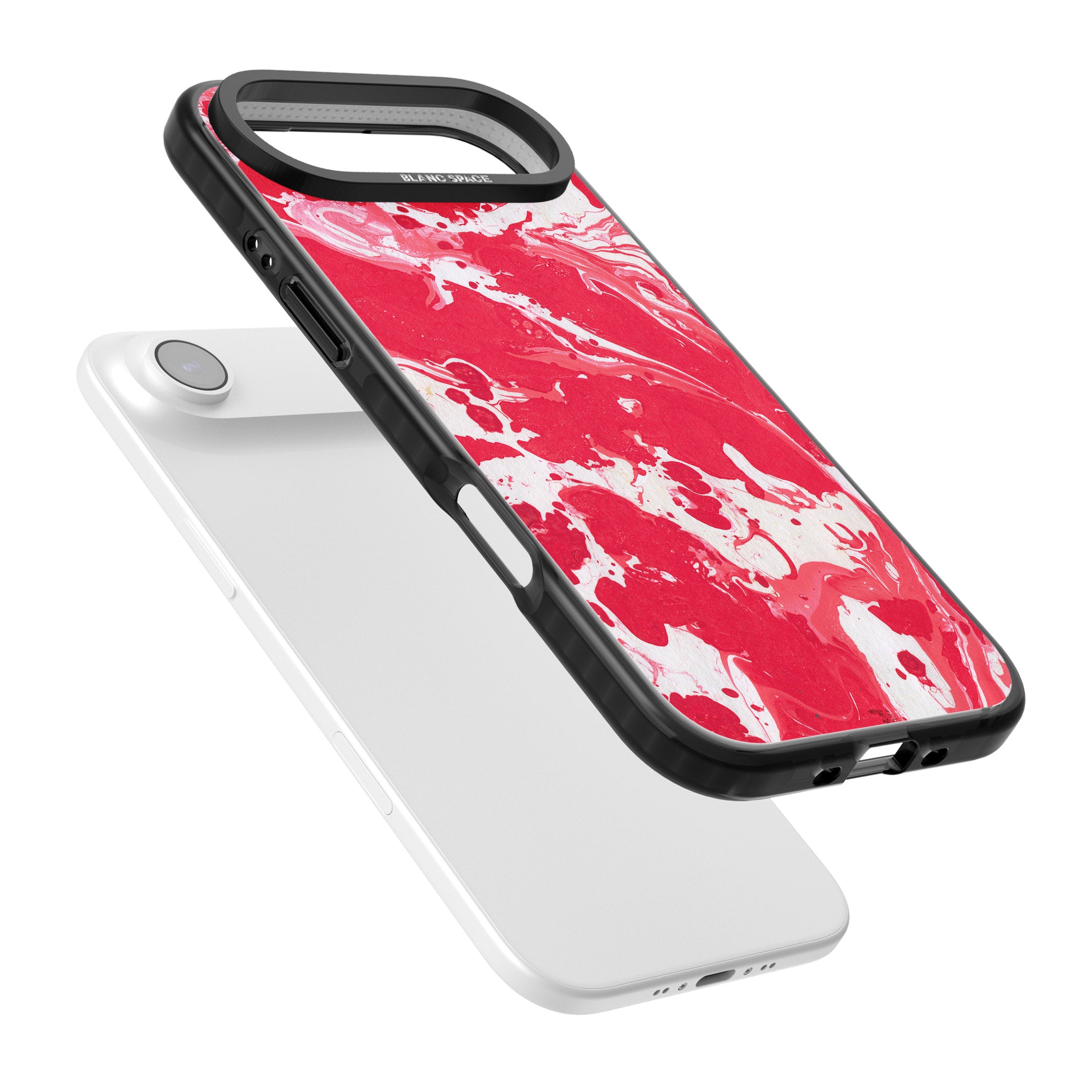 Red & White Marbled iPhone 17 Air Impact Pro Black Phone Case Colours