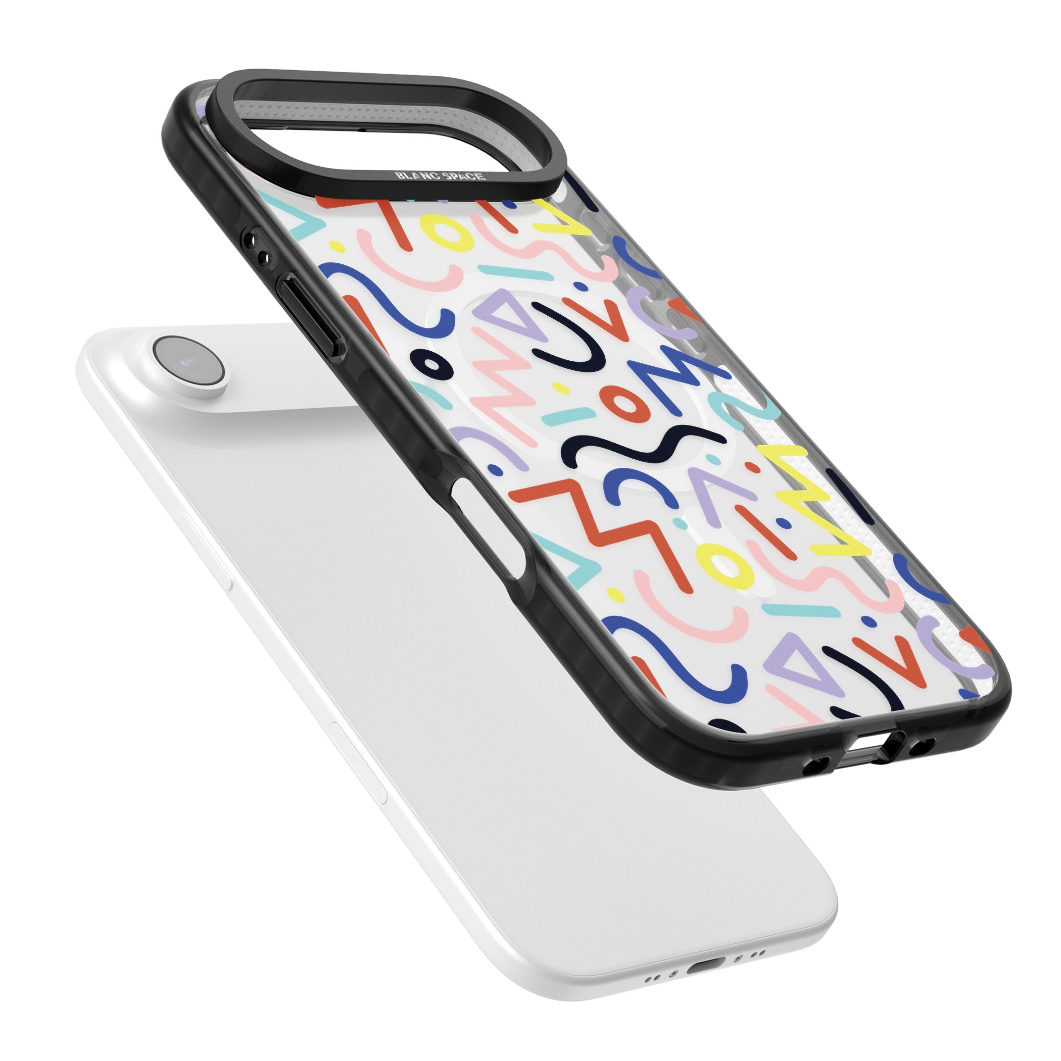 Memphis Retro Pattern iPhone 17 Air Impact Pro Black Phone Case Colours