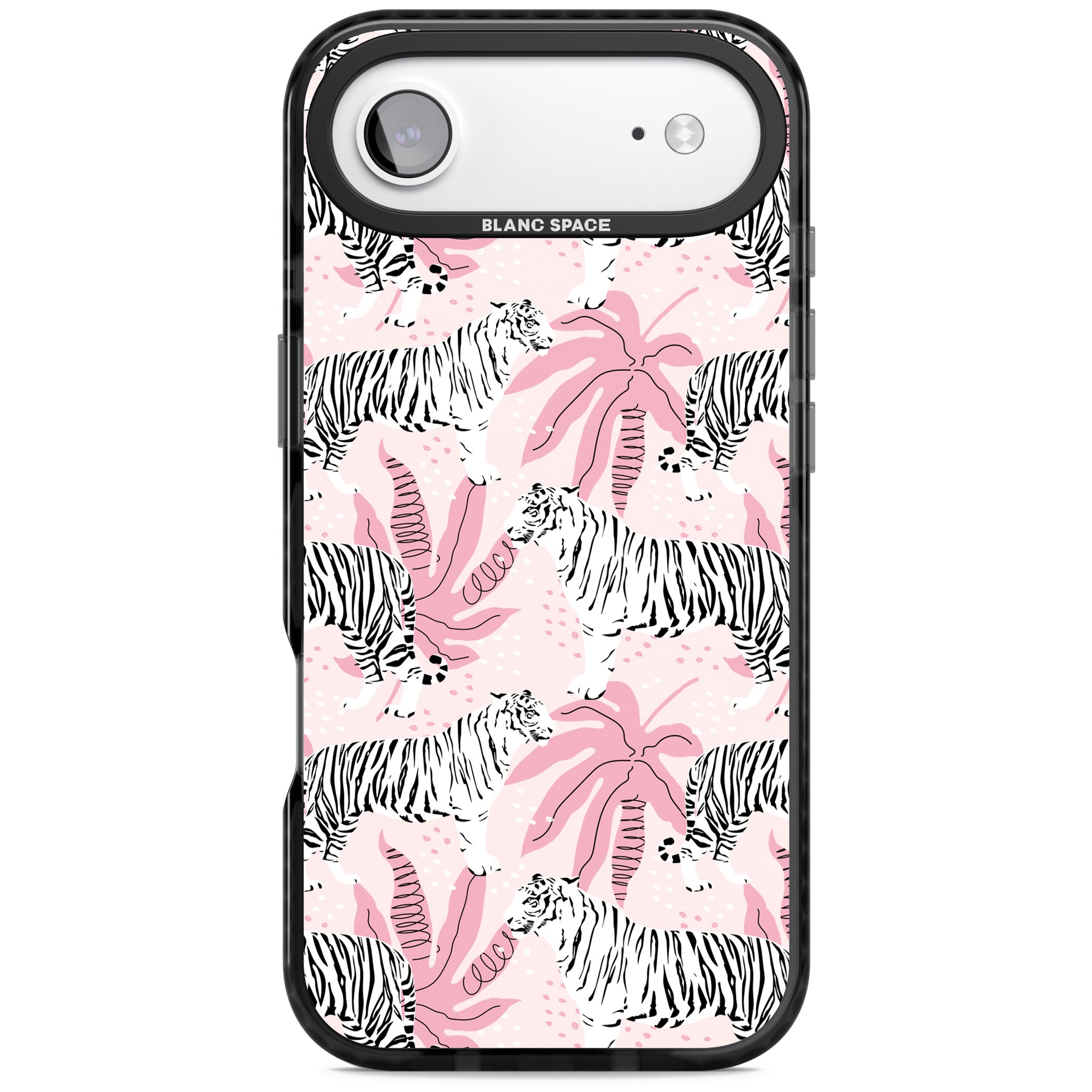 Pink Tiger Palm iPhone 17 Air Impact Pro Black Phone Case