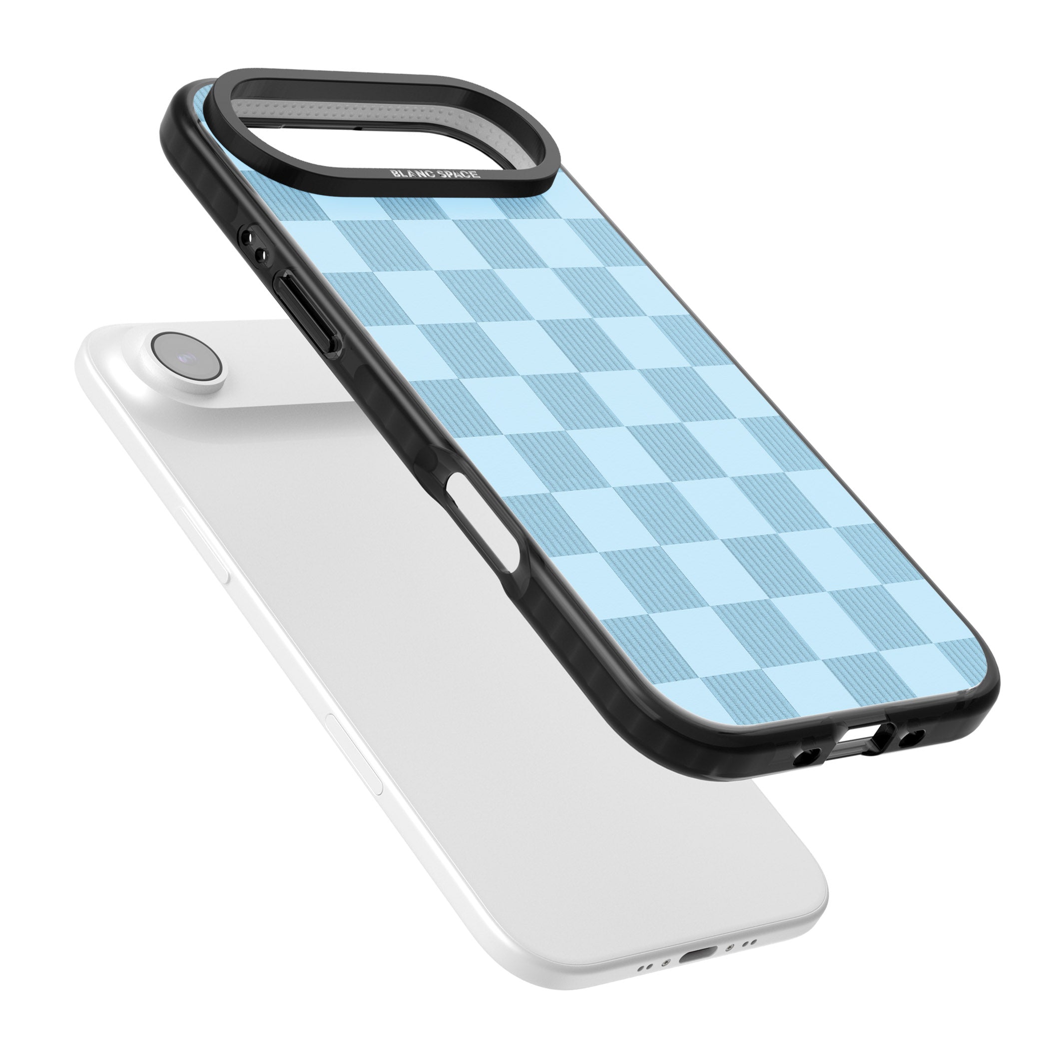 Skyblue Checkered iPhone 17 Air Impact Pro Black Phone Case Colours