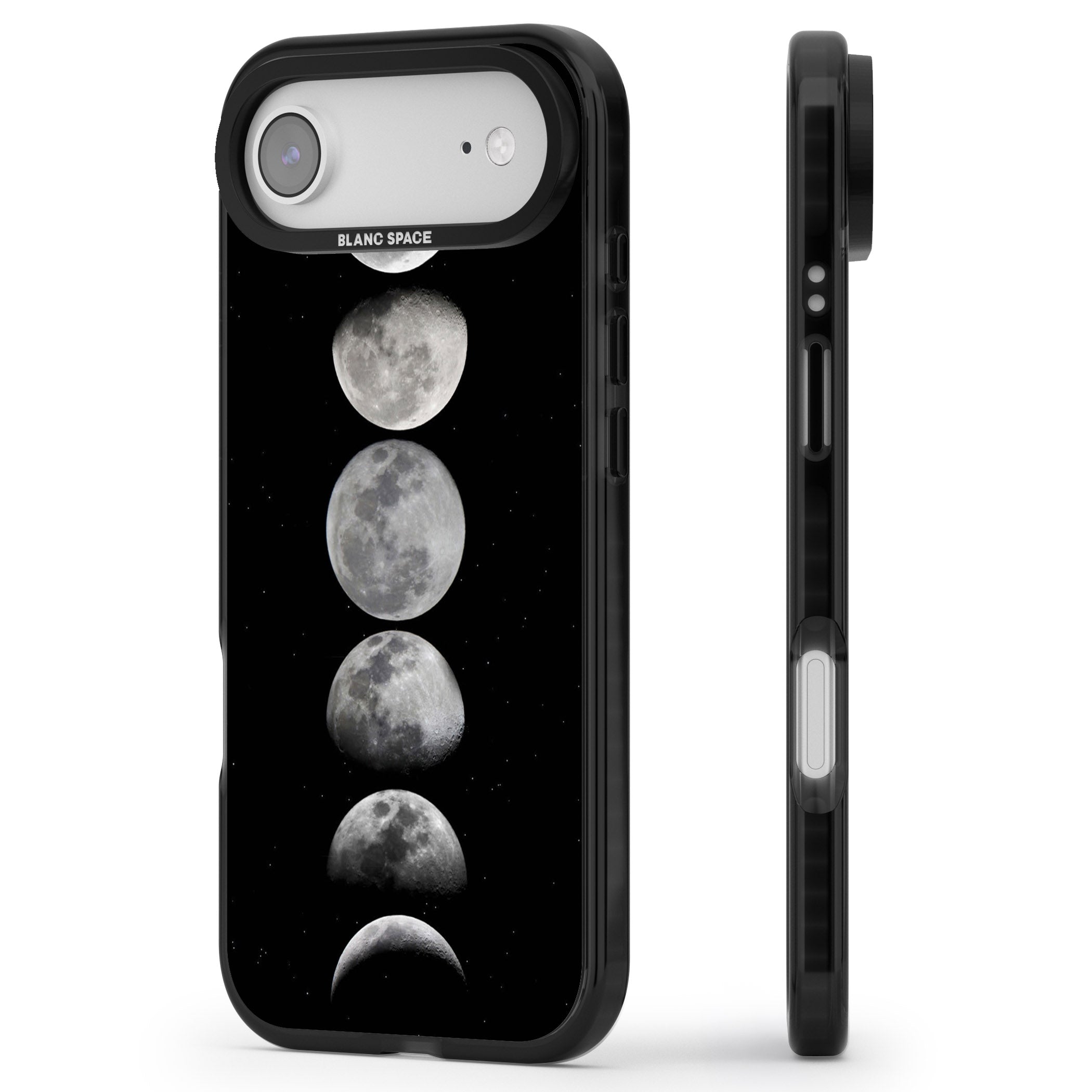 Phases Of The Moon iPhone 17 Air Impact Pro Black Phone Case Side Profile