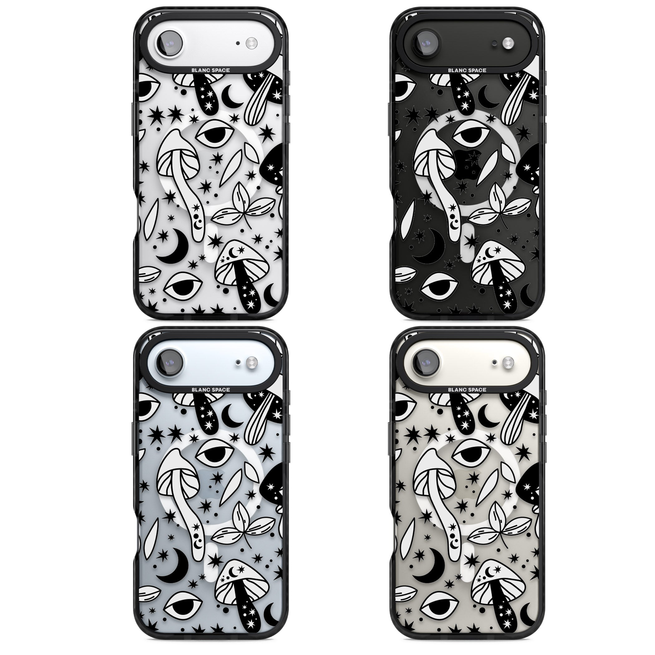 Mystic Mushrooms Pattern iPhone 17 Air Impact Pro Black Phone Case APT Impact Protection