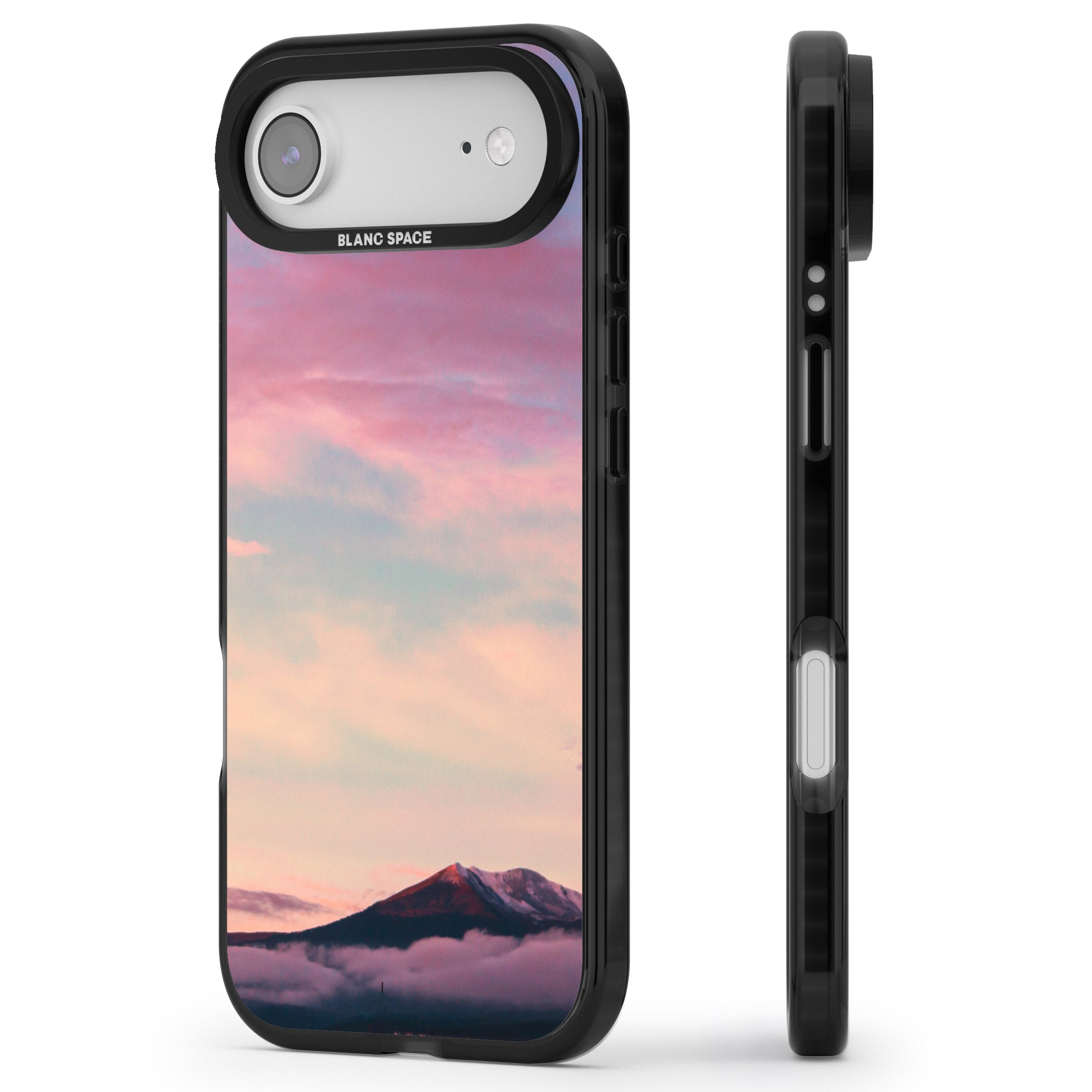 Pastel Mountain Sunset iPhone 17 Air Impact Pro Black Phone Case Side Profile