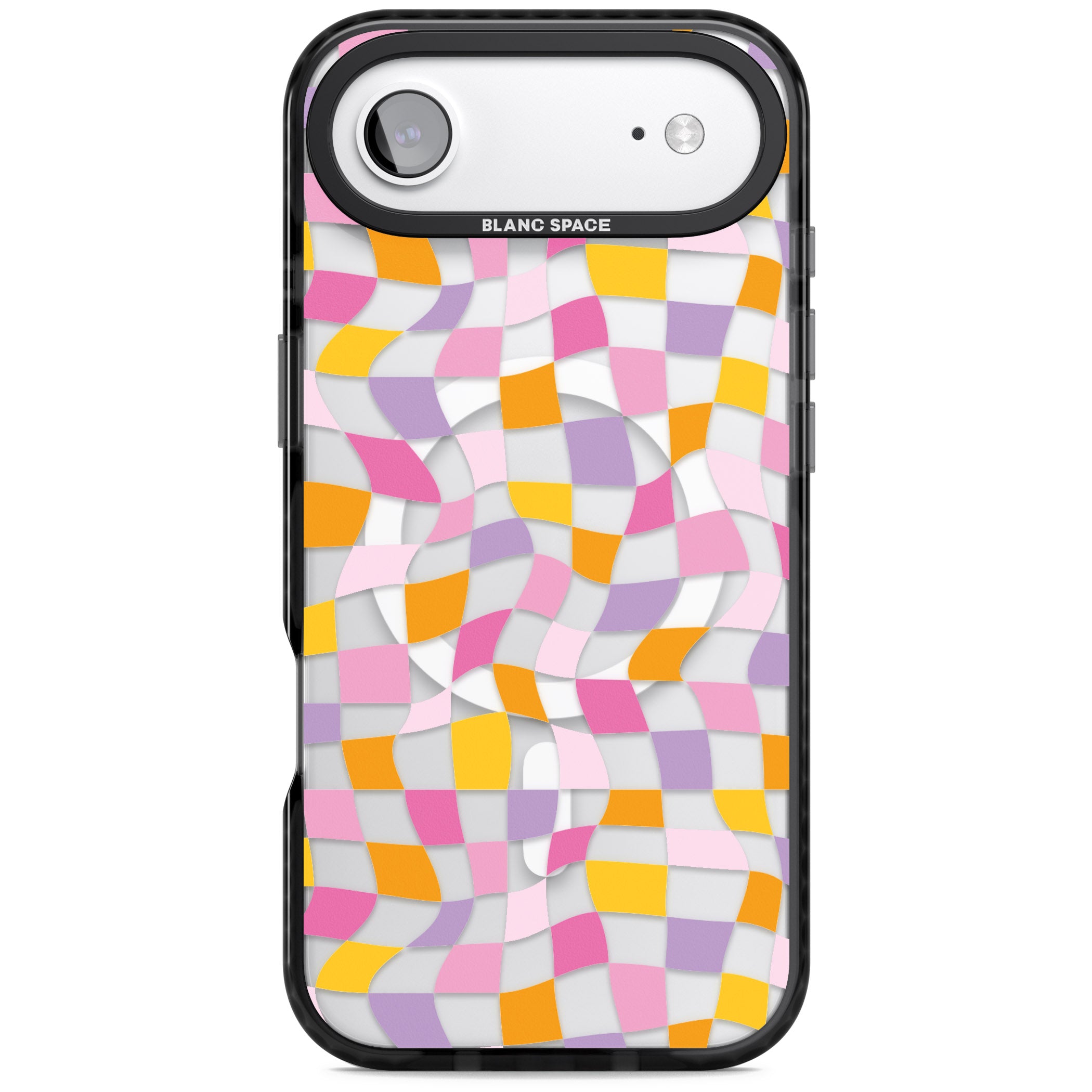 Wonky Squares Pattern iPhone 17 Air Impact Pro Black Phone Case
