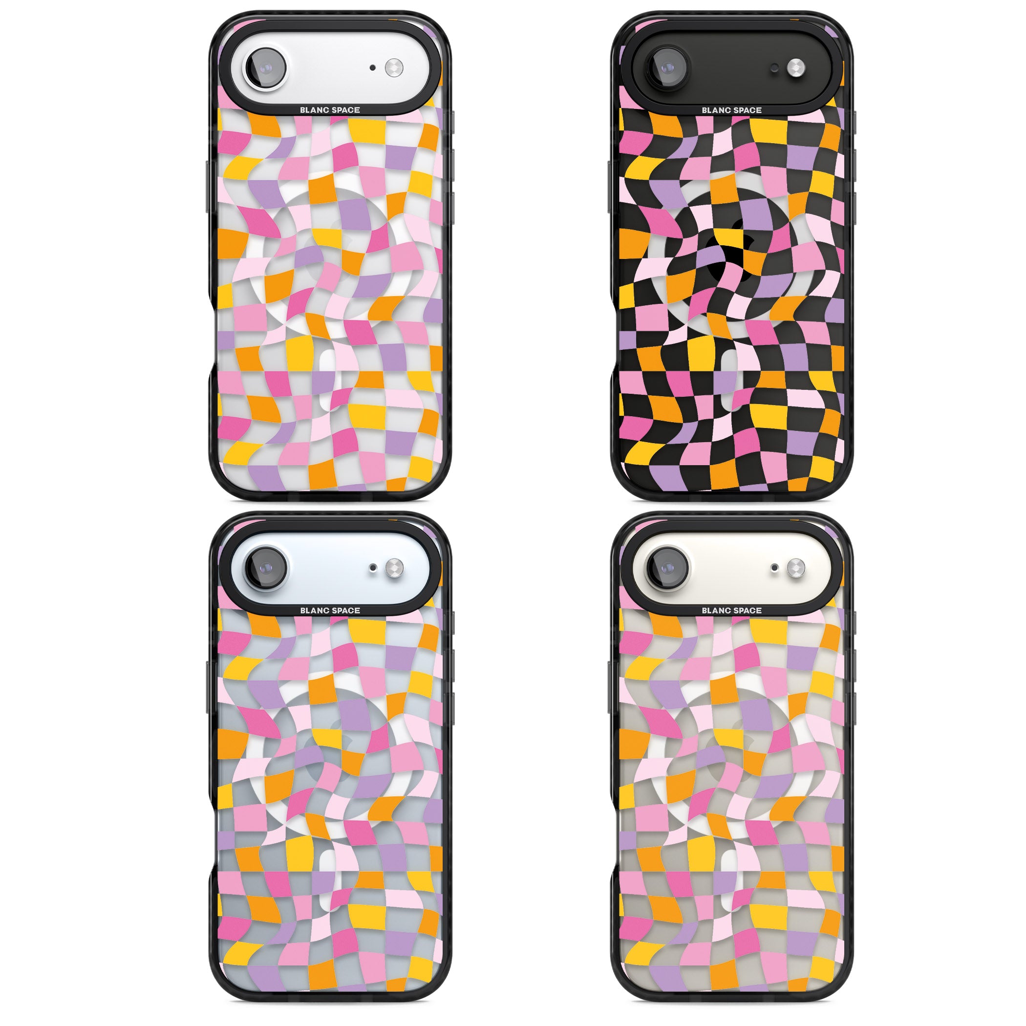 Wonky Squares Pattern iPhone 17 Air Impact Pro Black Phone Case APT Impact Protection