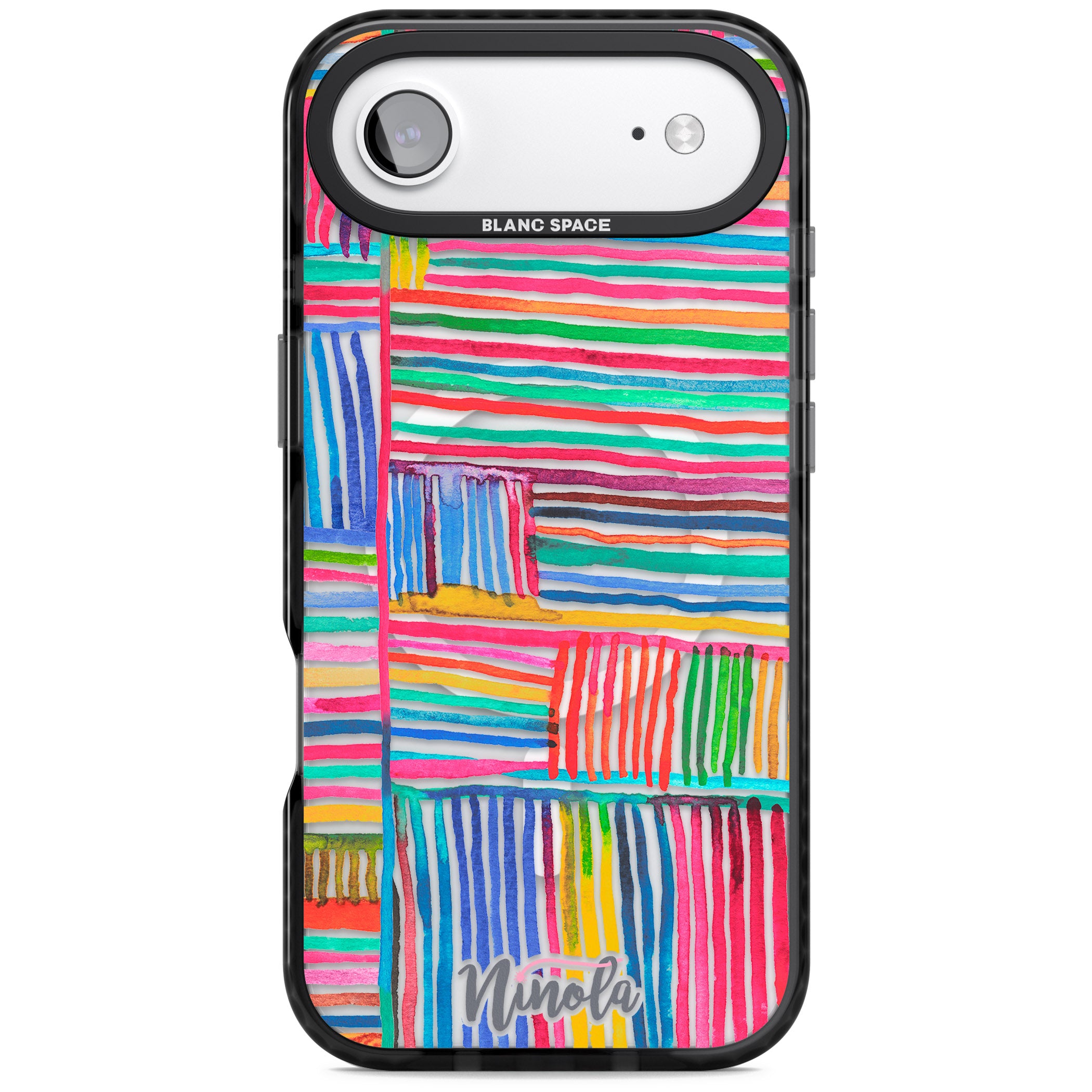 Vibrant Watercolor Lines iPhone 17 Air Impact Pro Black Phone Case