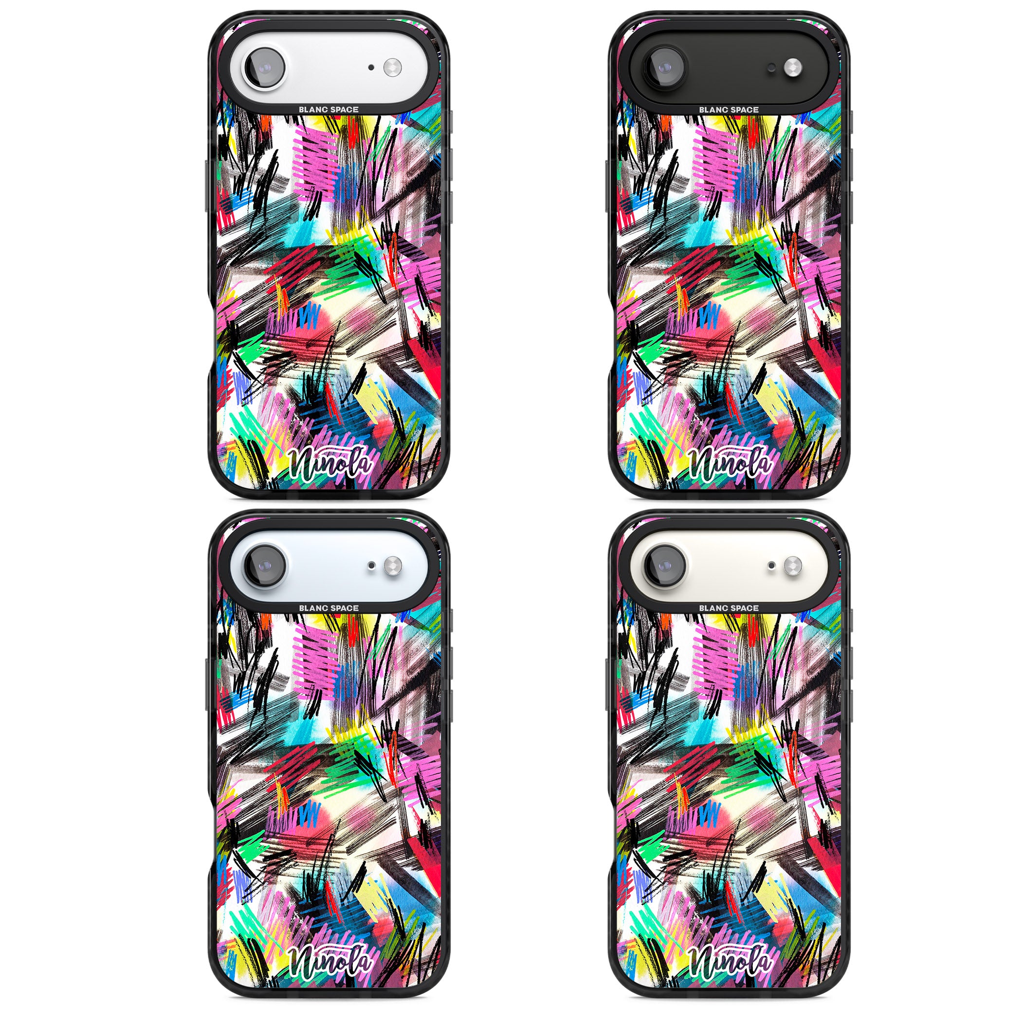 Wild Strokes Rainbow iPhone 17 Air Impact Pro Black Phone Case APT Impact Protection