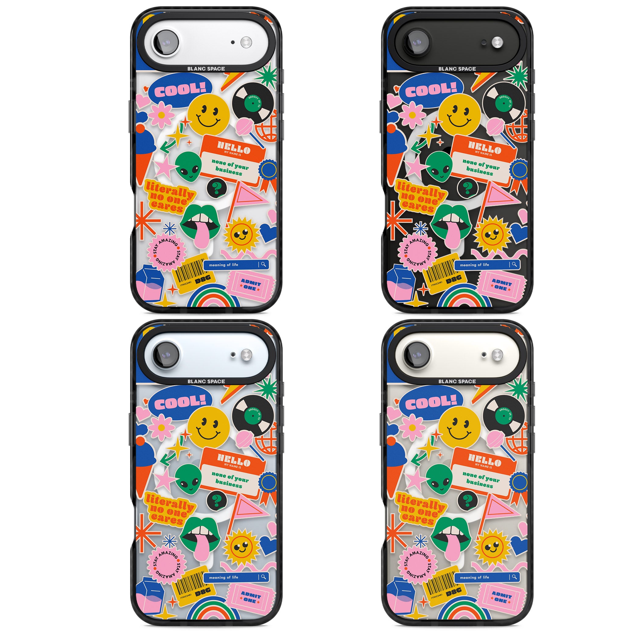 Nostalgic Sticker Vibes iPhone 17 Air Impact Pro Black Phone Case APT Impact Protection