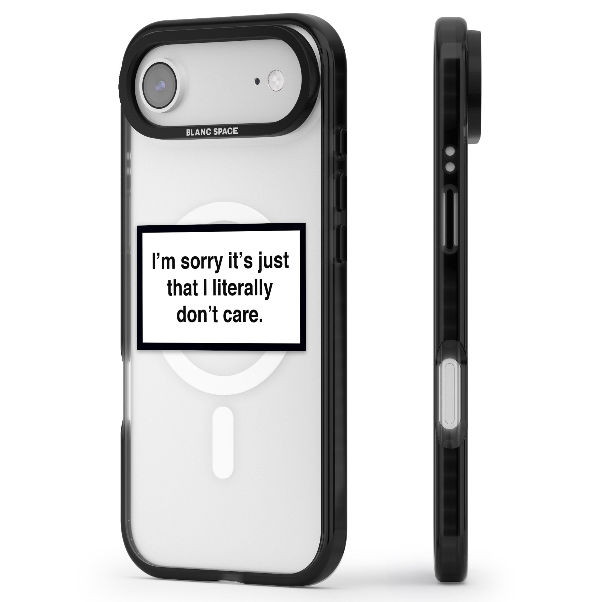 Literally Don'T Care iPhone 17 Air Impact Pro Black Phone Case Side Profile