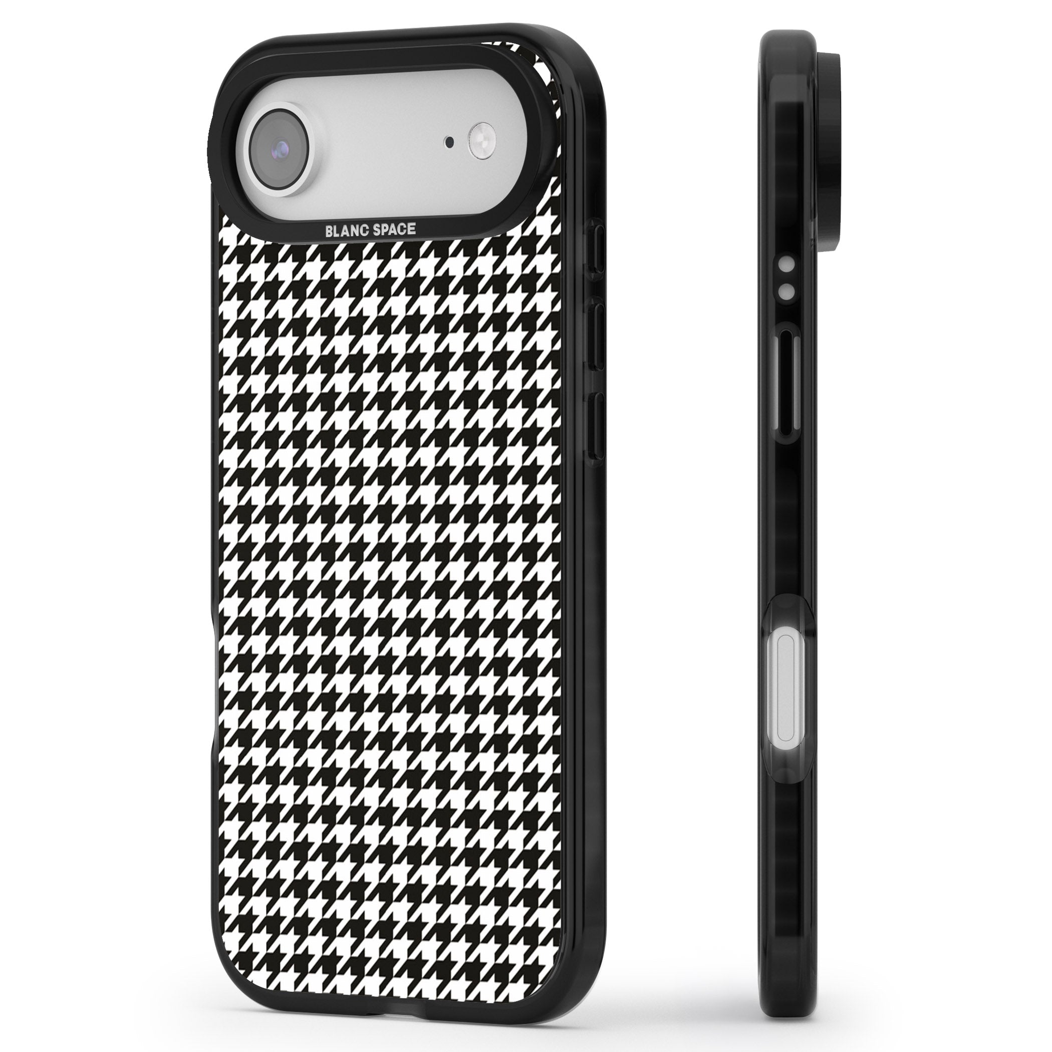 Chic Houndstooth Check iPhone 17 Air Impact Pro Black Phone Case Side Profile