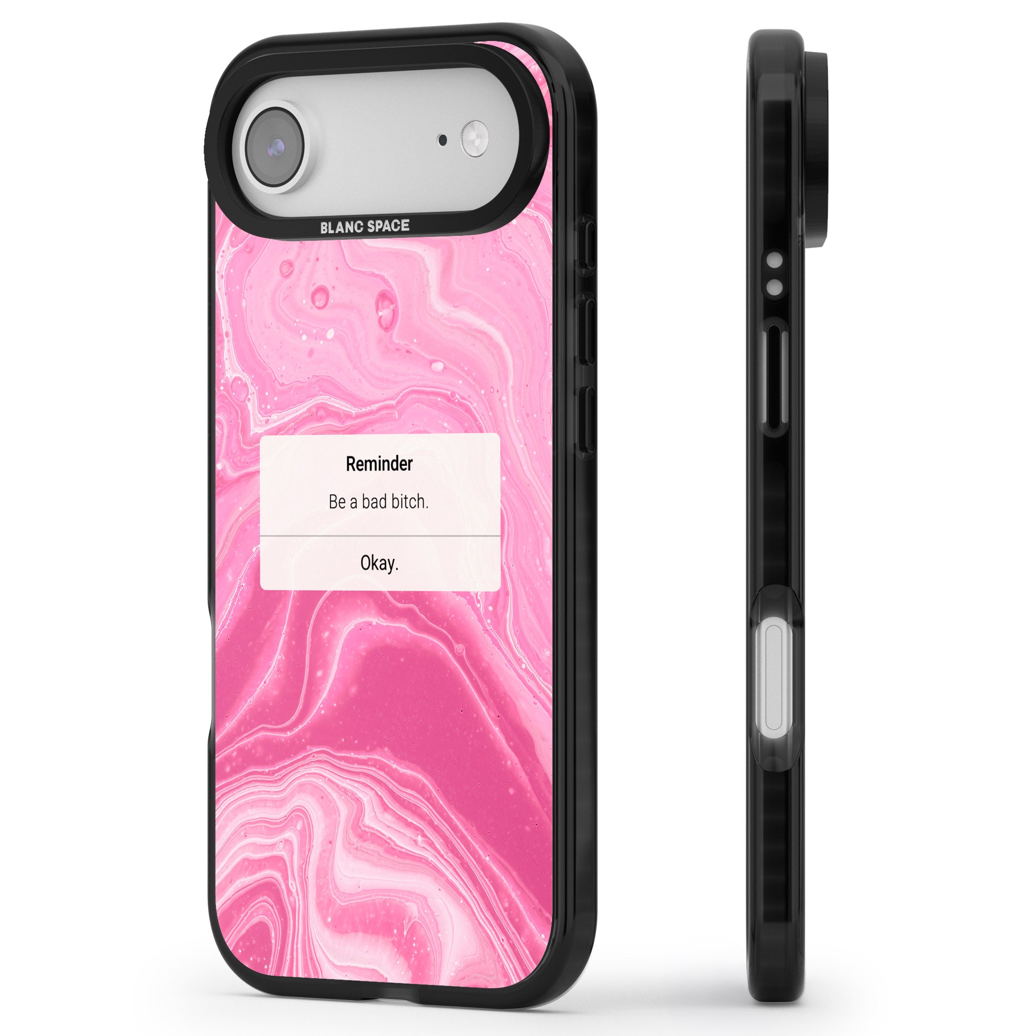 Bad Bitch Reminder iPhone 17 Air Impact Pro Black Phone Case Side Profile