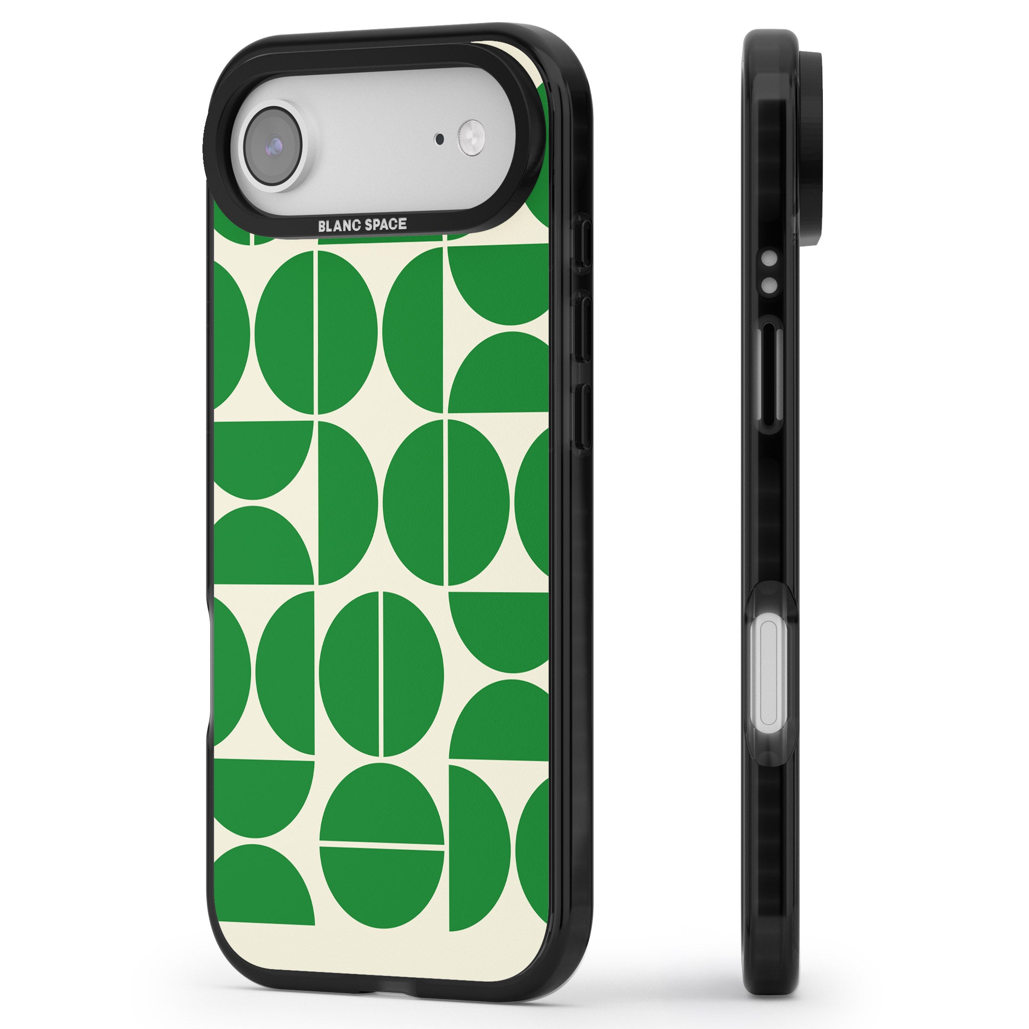 Retro Green Circles iPhone 17 Air Impact Pro Black Phone Case Side Profile
